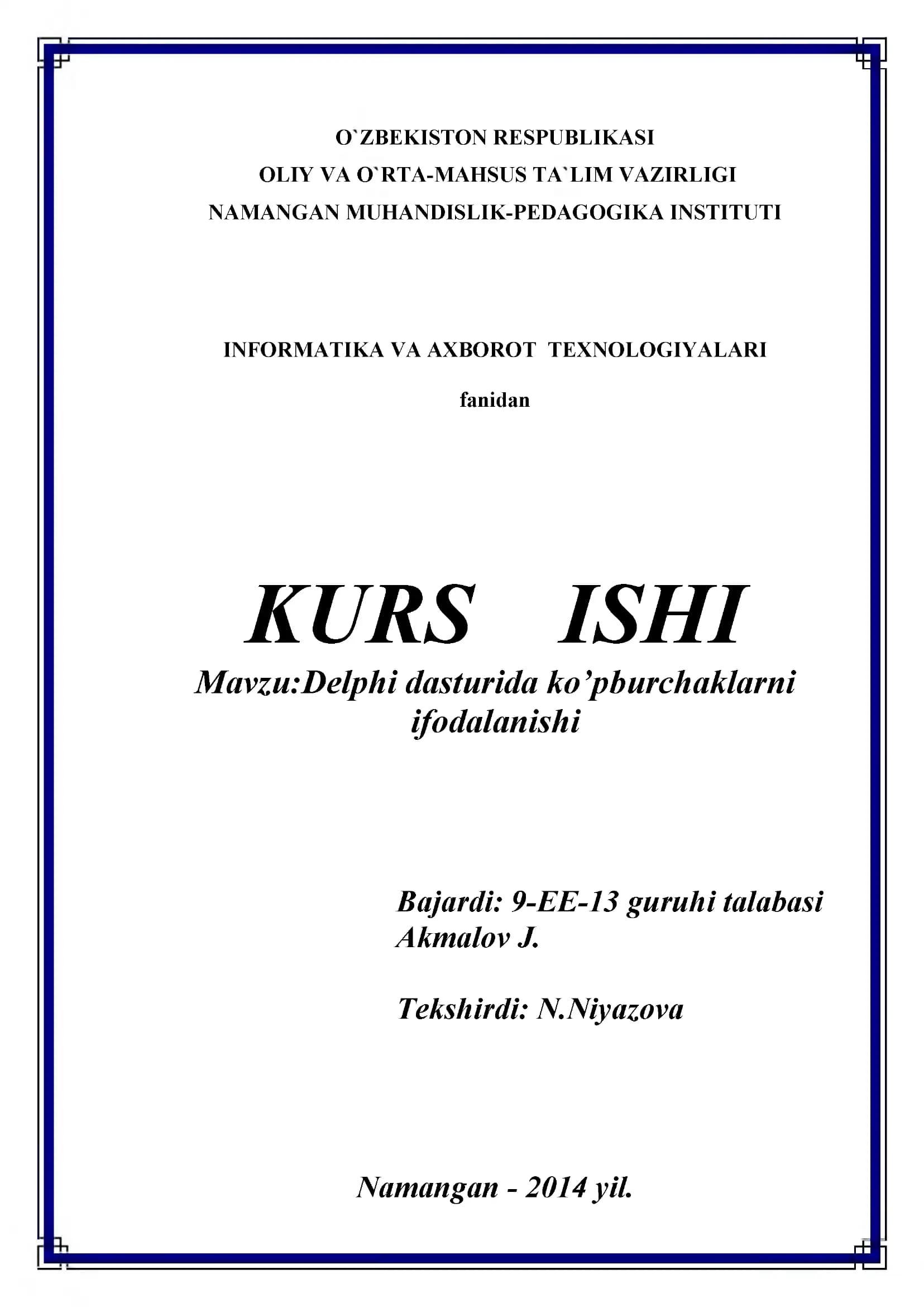 Delphi dasturida ko’pburchaklarni ifodalanishi