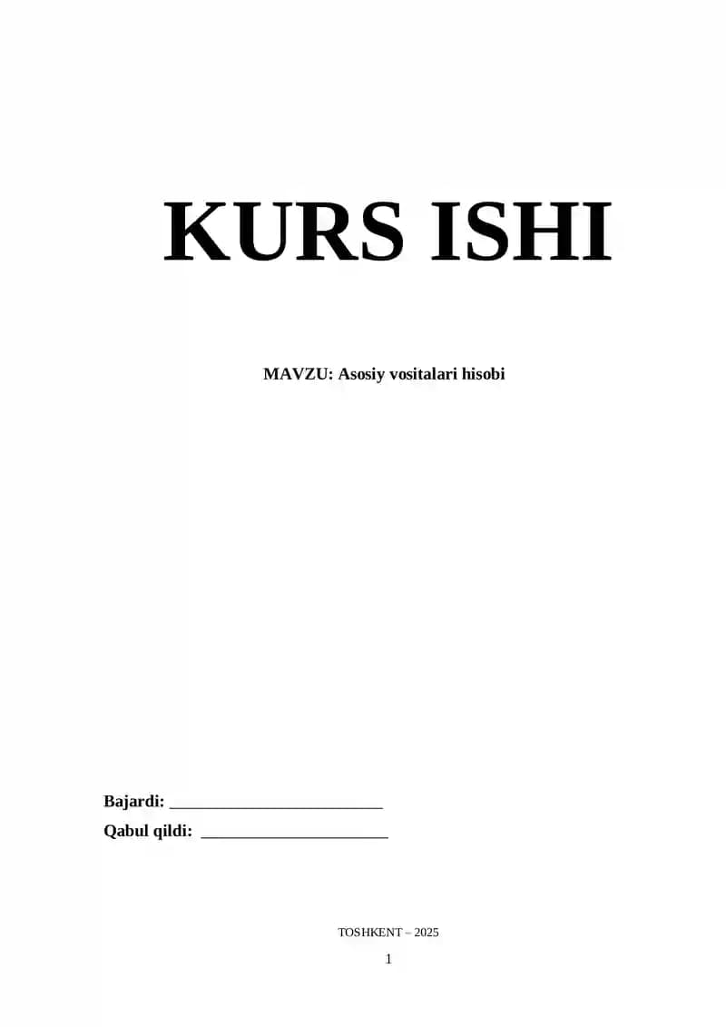 Asosiy vositalari hisobi