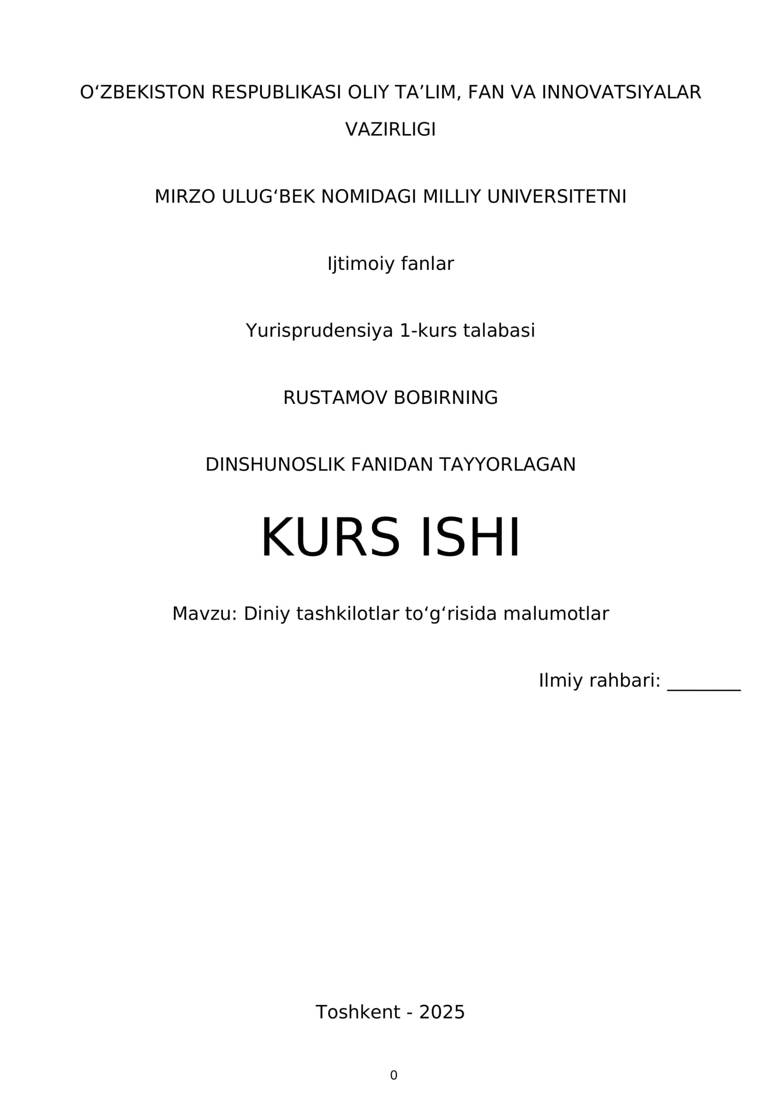 Diniy Tashkilotlarning Turlari