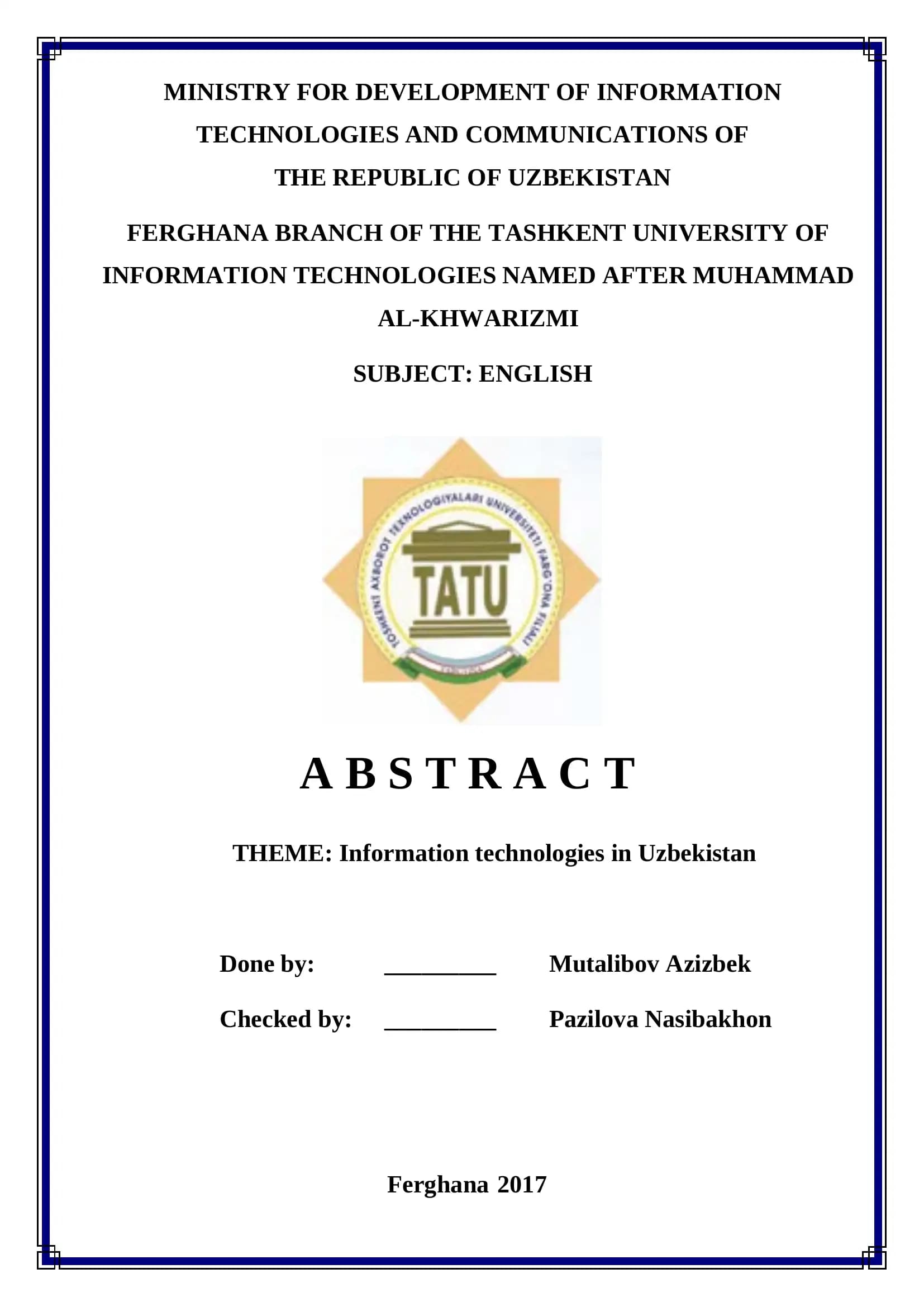 INFORMATION TECHNOLOGIES IN UZBEKISTAN