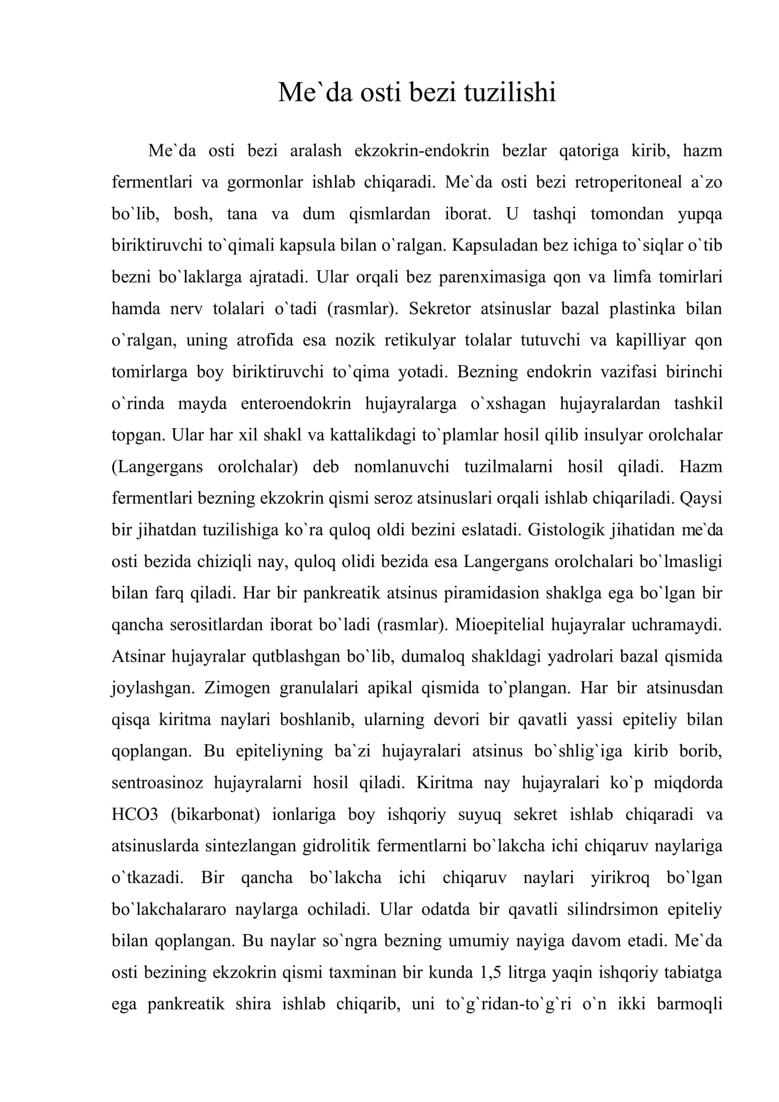Me`da osti bezi tuzilishi
