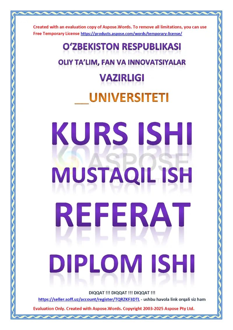 Axborot tizimlari bo‘yicha referat