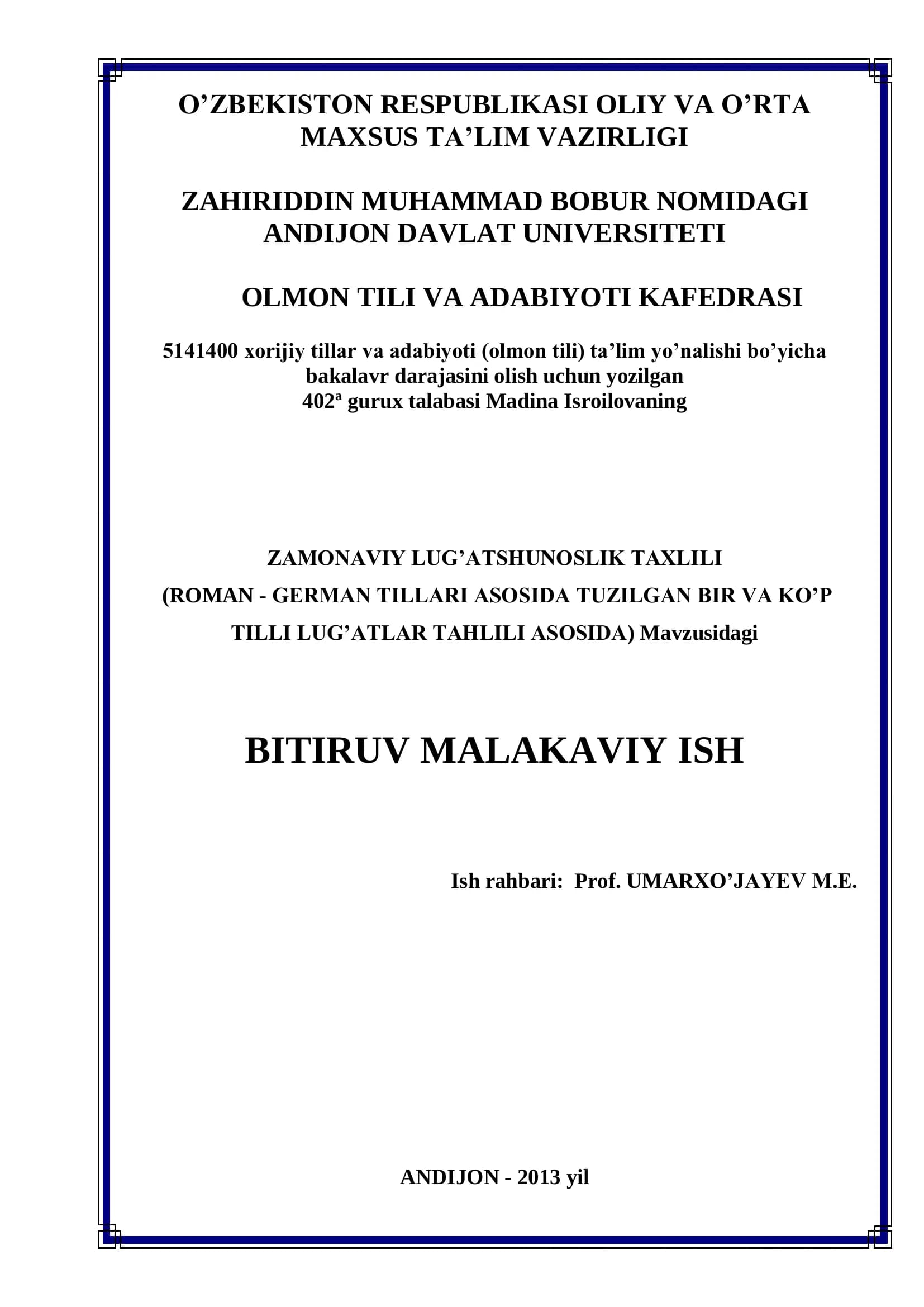 ZAMONAVIY LUG’ATSHUNOSLIK TAXLILI