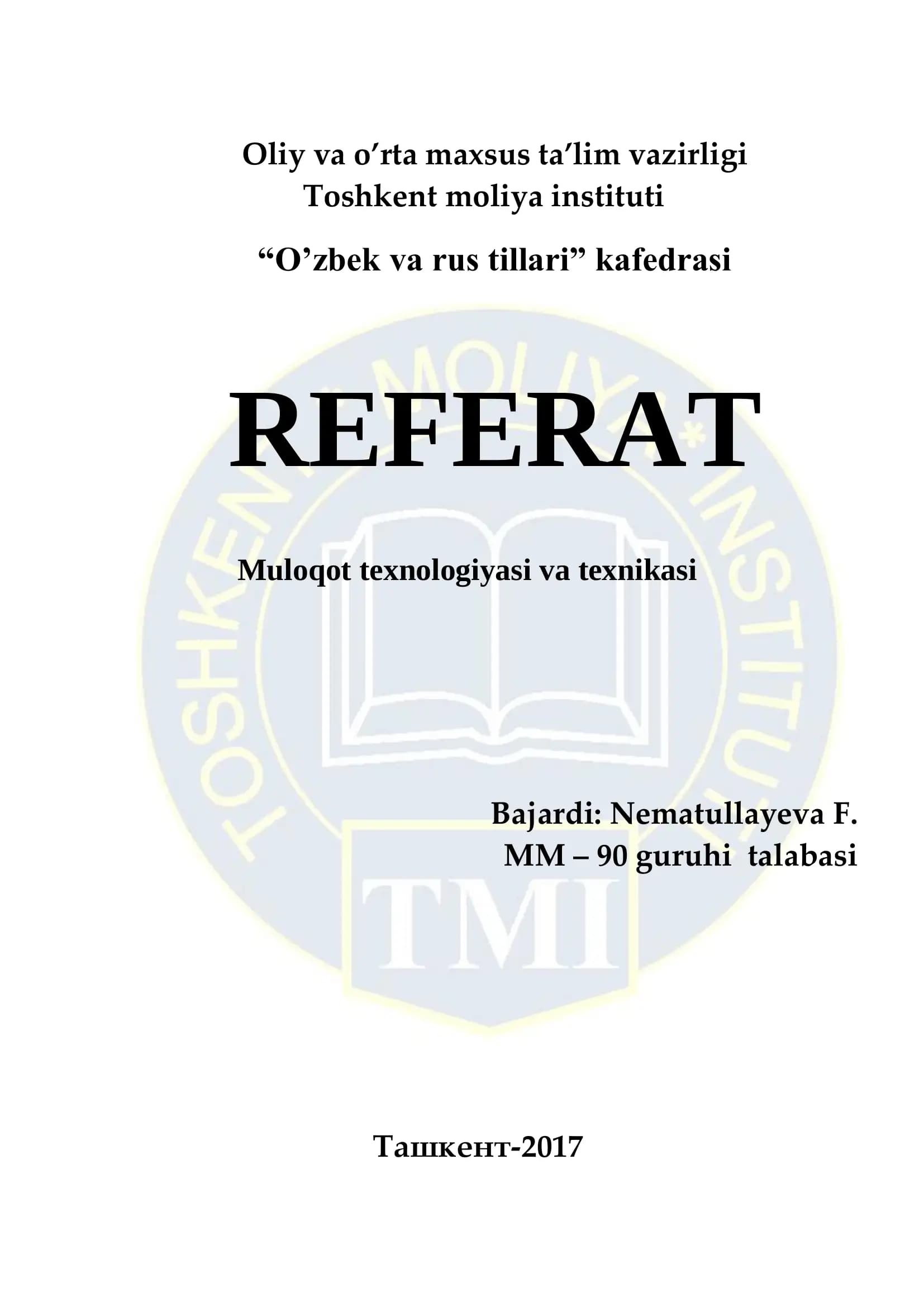 Muloqot texnologiyasi va texnikasi