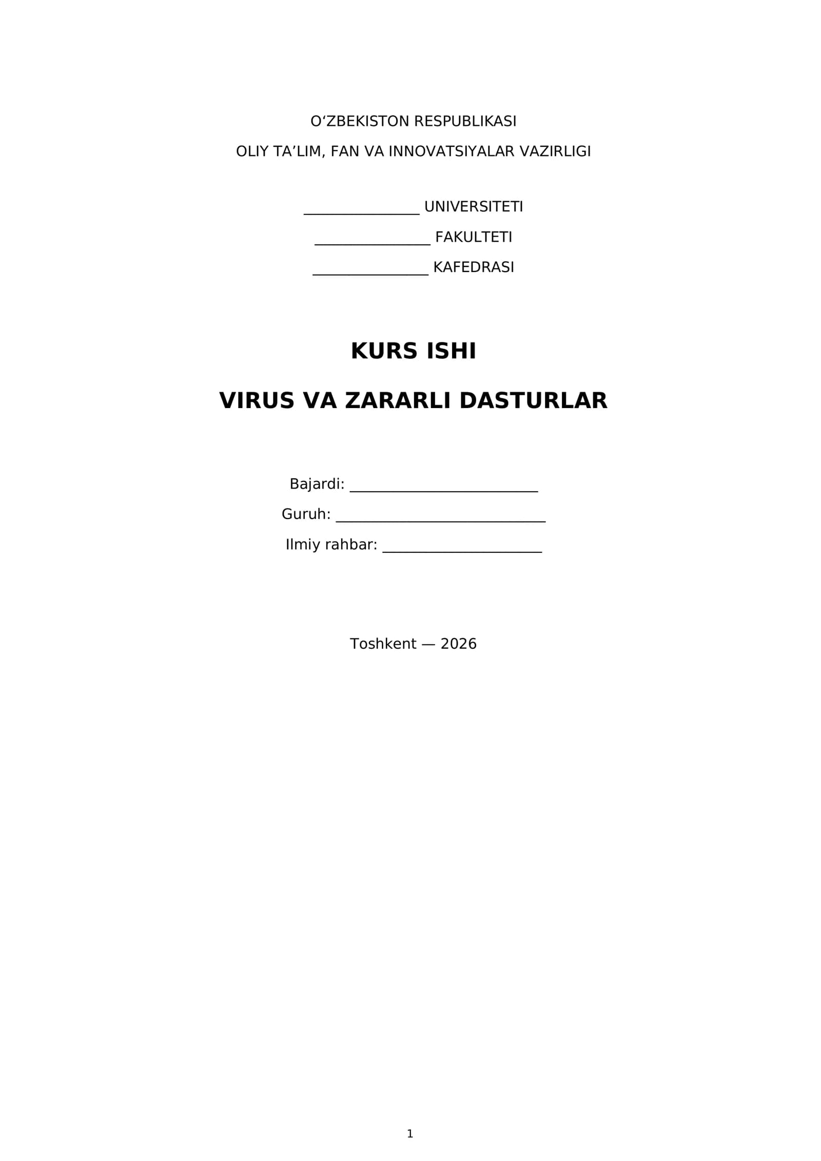 VIRUS VA ZARARLI DASTURLAR