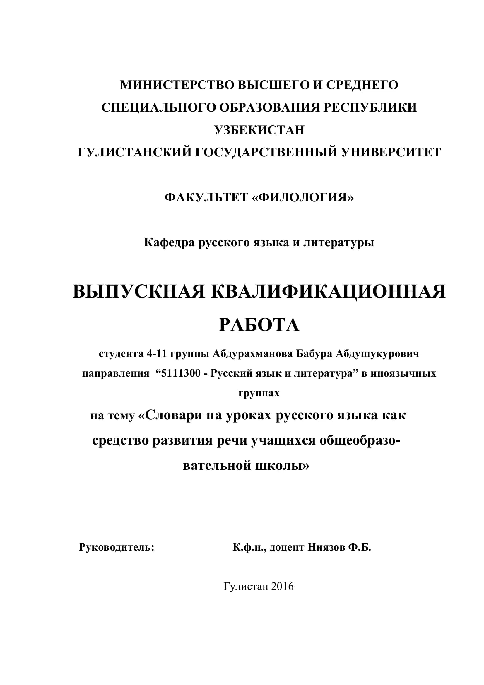 Выпускная квалификационная работа