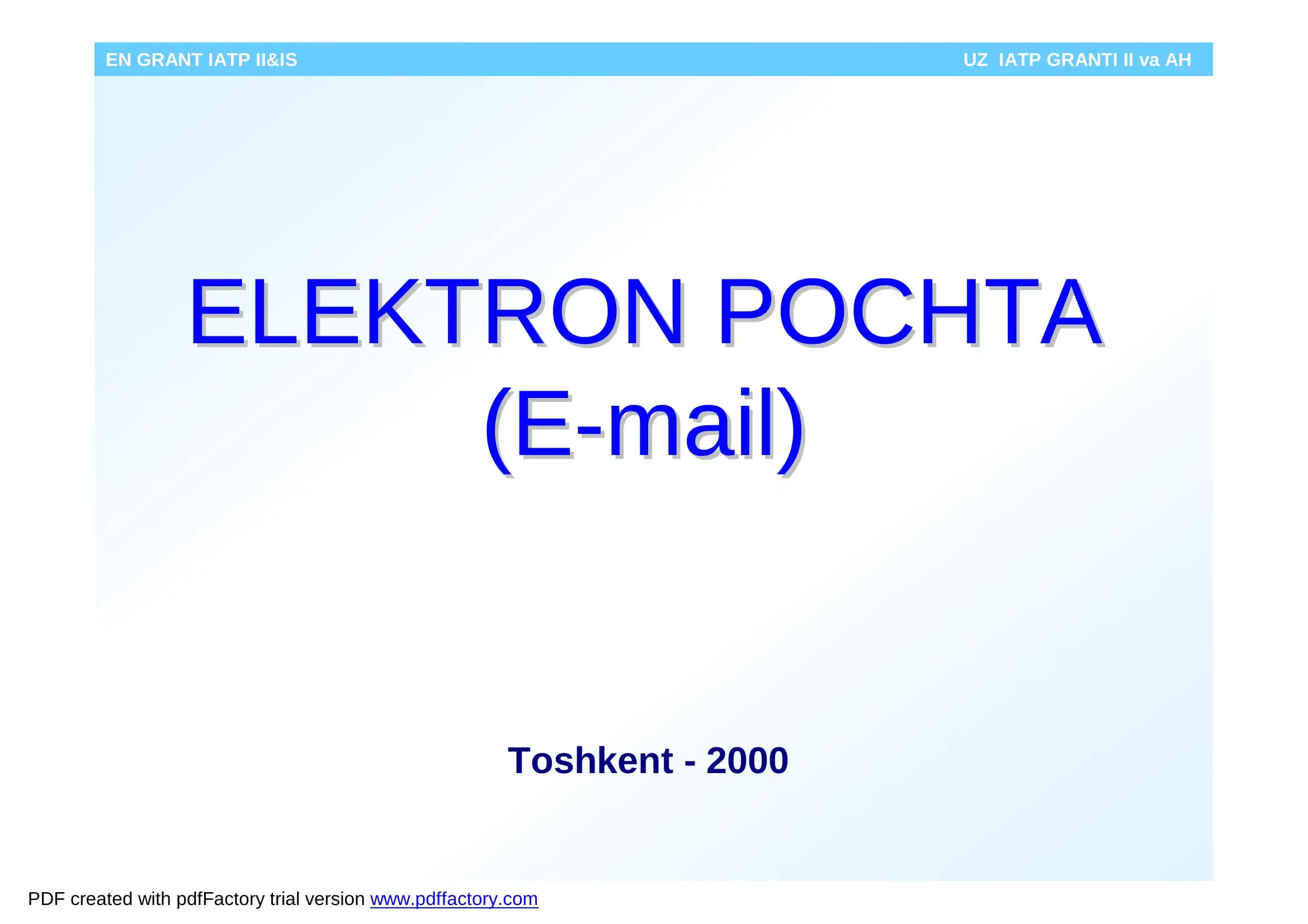 Elektron pochta (E-mail)