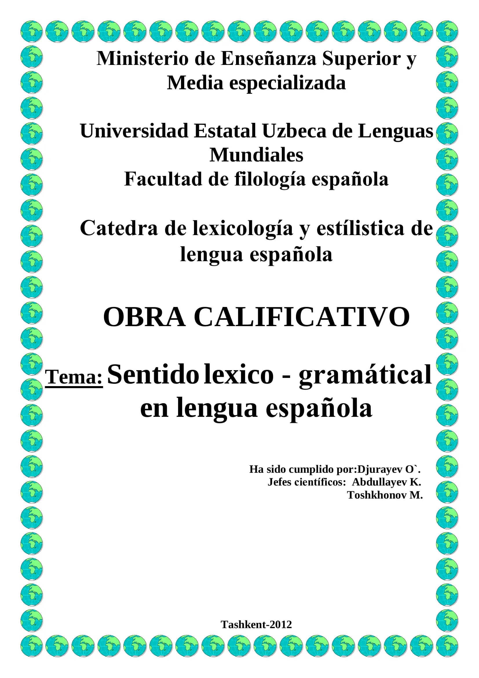 Sentido lexico - gramátical en lengua española