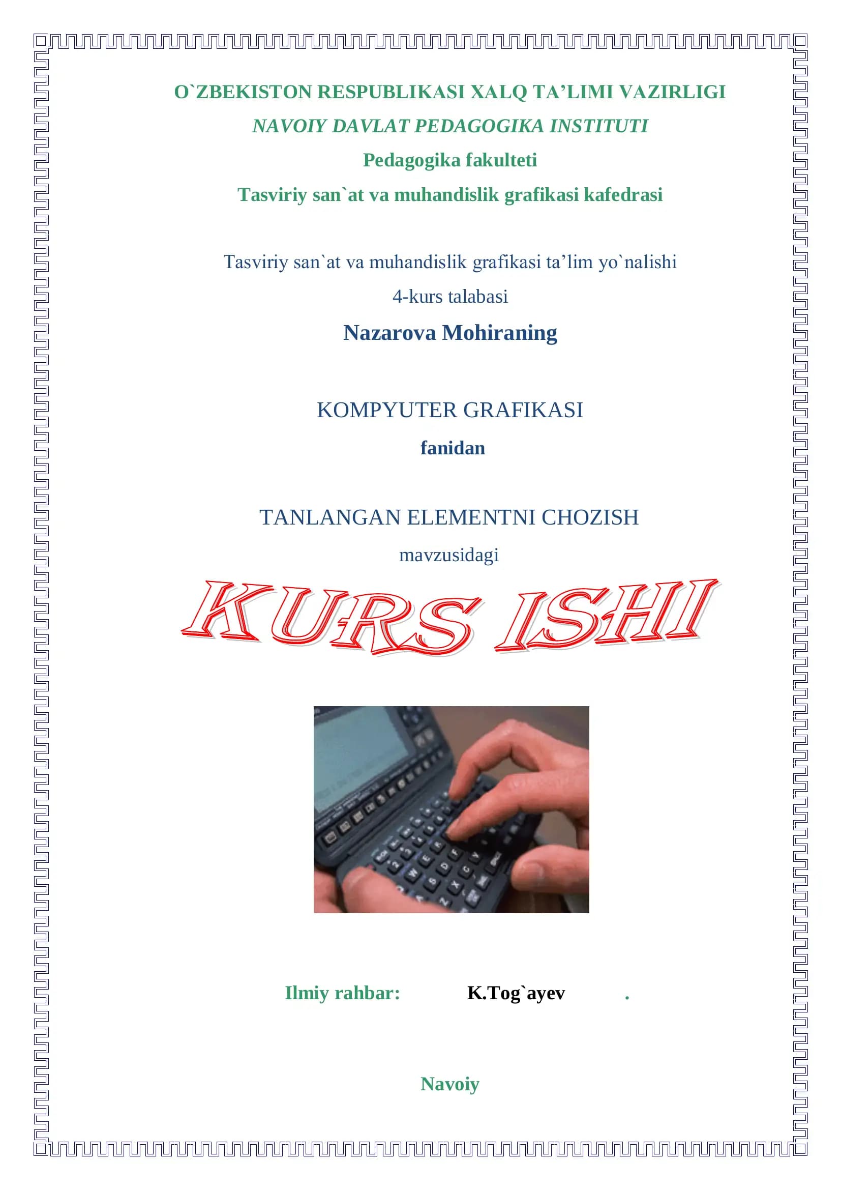 TANLANGAN ELEMENTNI CHOZISH