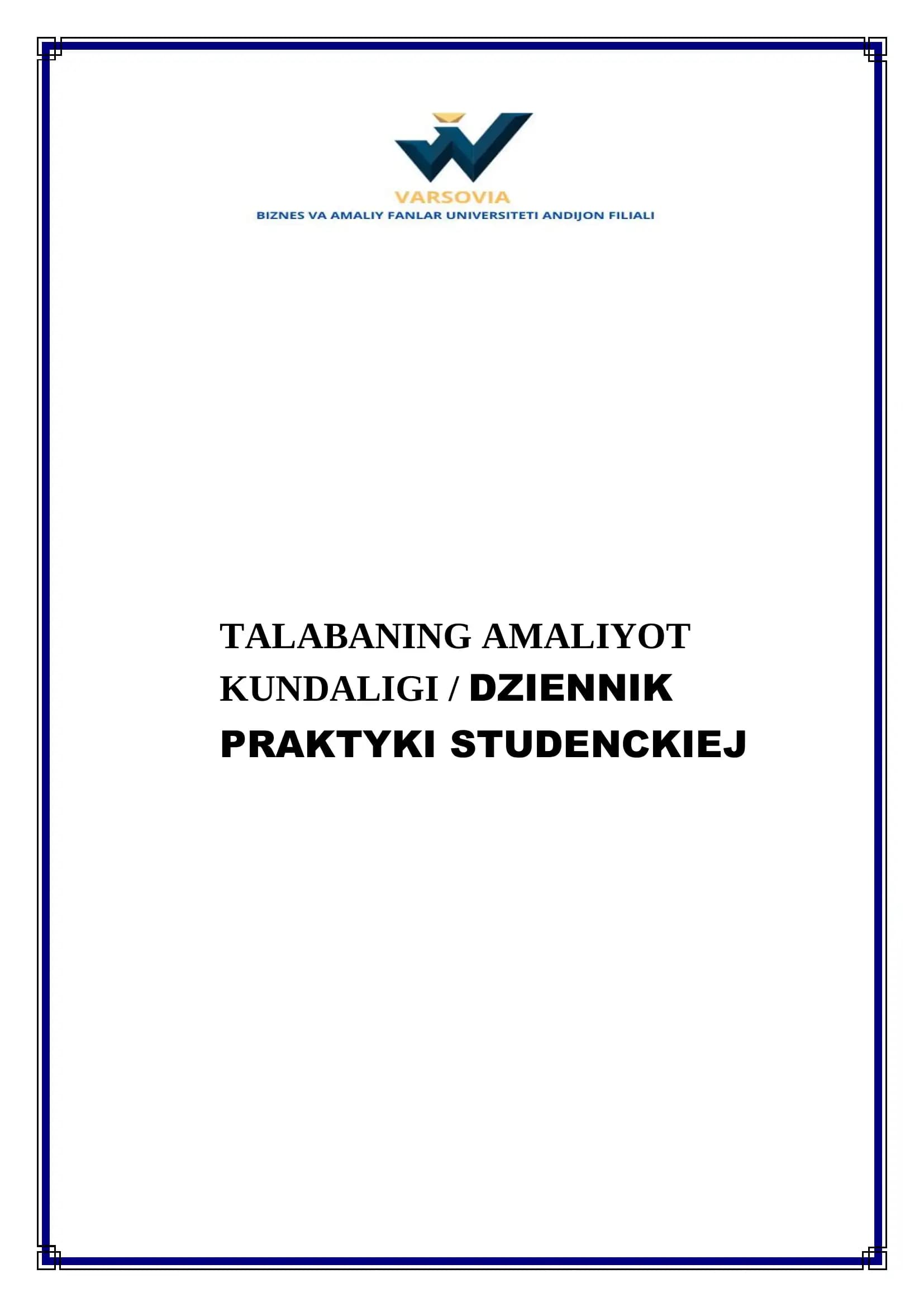 TALABANING AMALIYOT KUNDALIGI / DZIENNIK