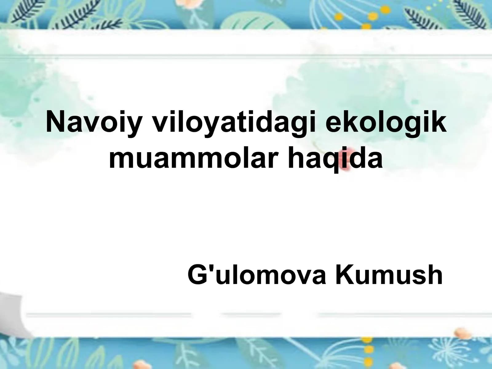Navoiy viloyatidagi ekologik  muammolar haqida