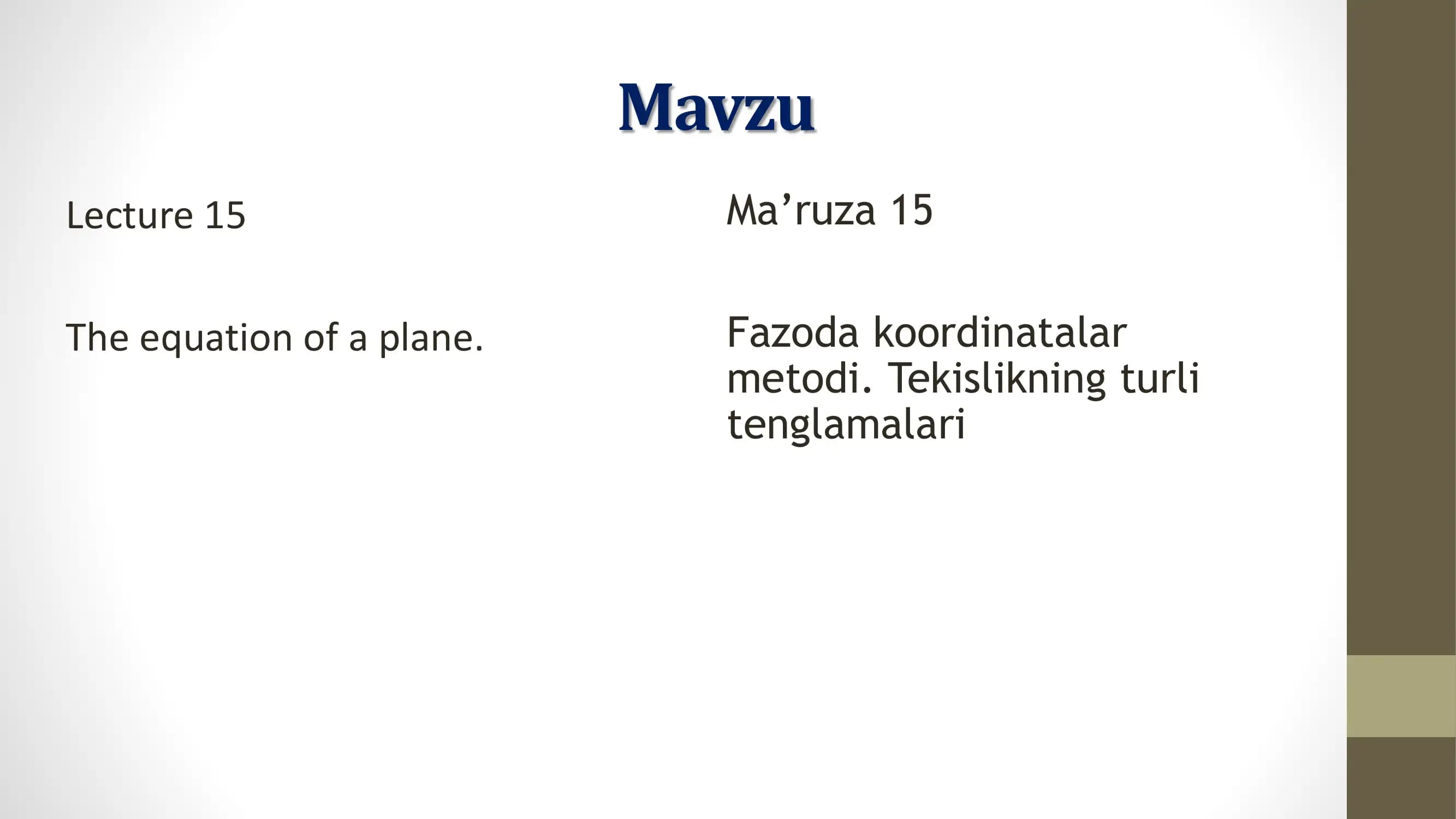 Fazoda koordinatalar metodi