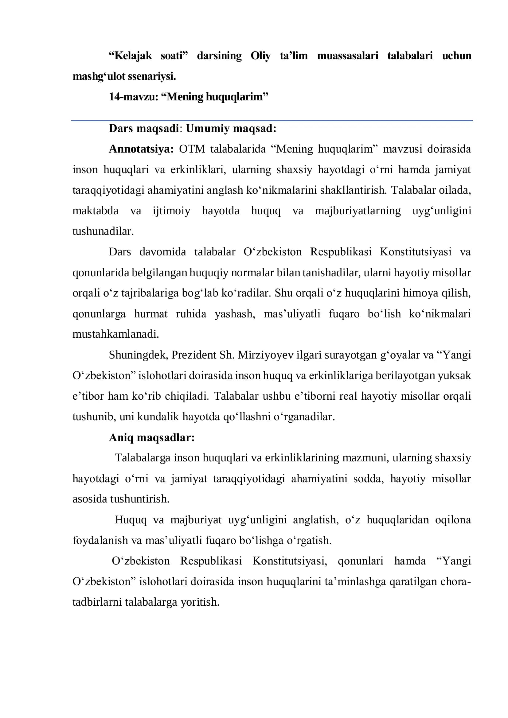 “Mening huquqlarim”