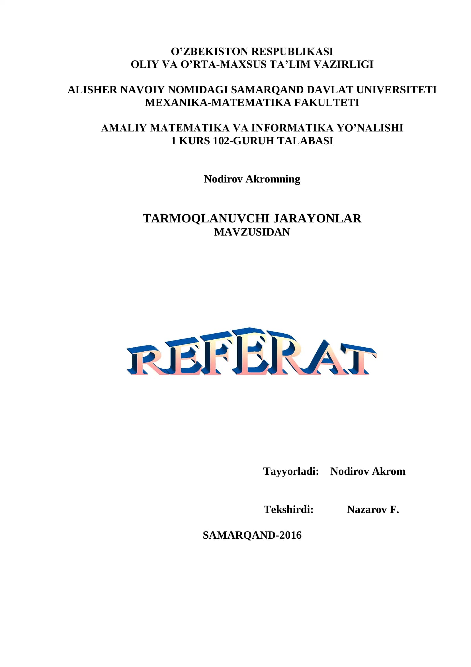Tarmoqlanuvchi jarayonlar