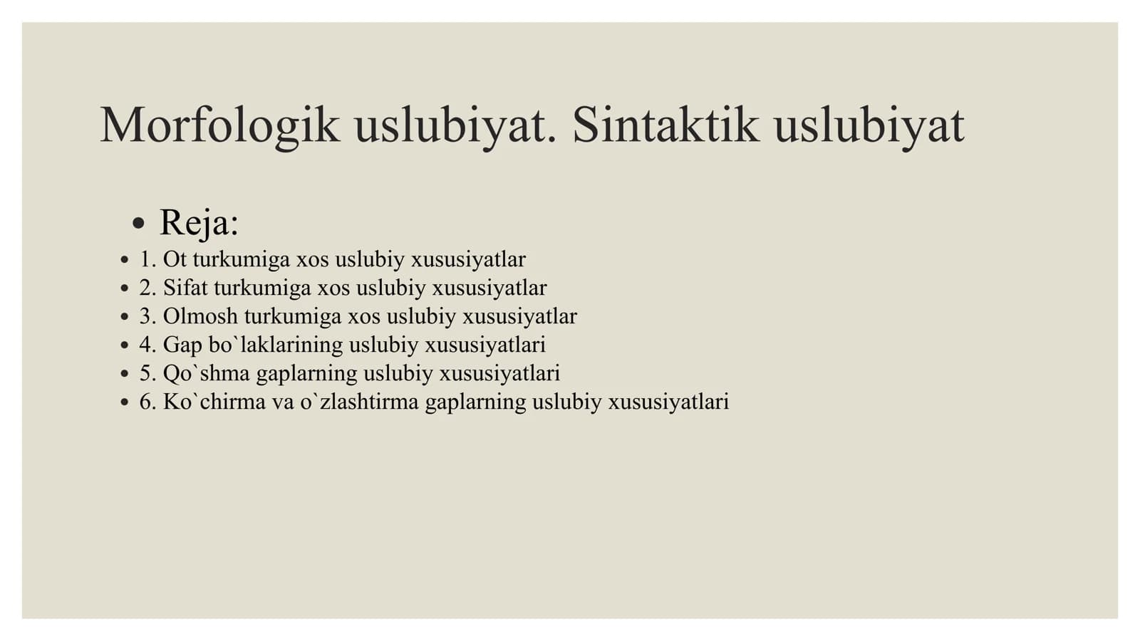 Morfologik uslubiyat. Sintaktik uslubiyat