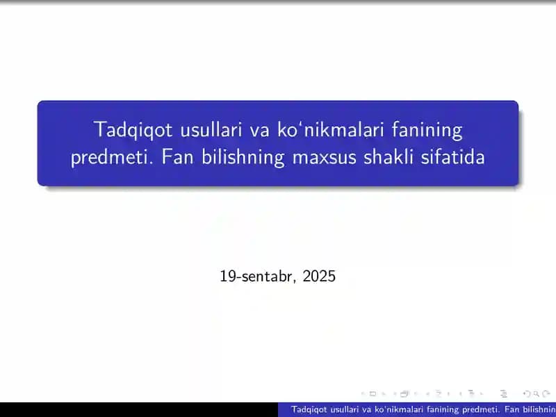 Tadqiqot usullari va ko‘nikmalari fanining
