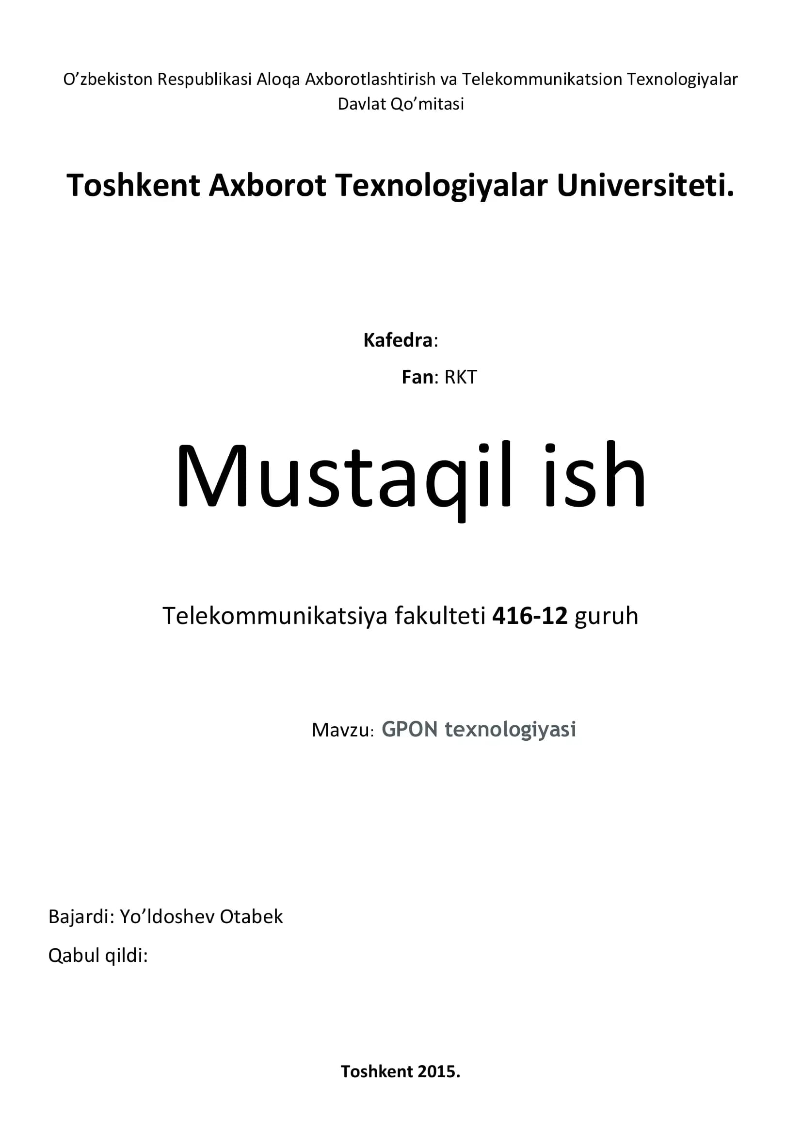 GPON texnologiyasi