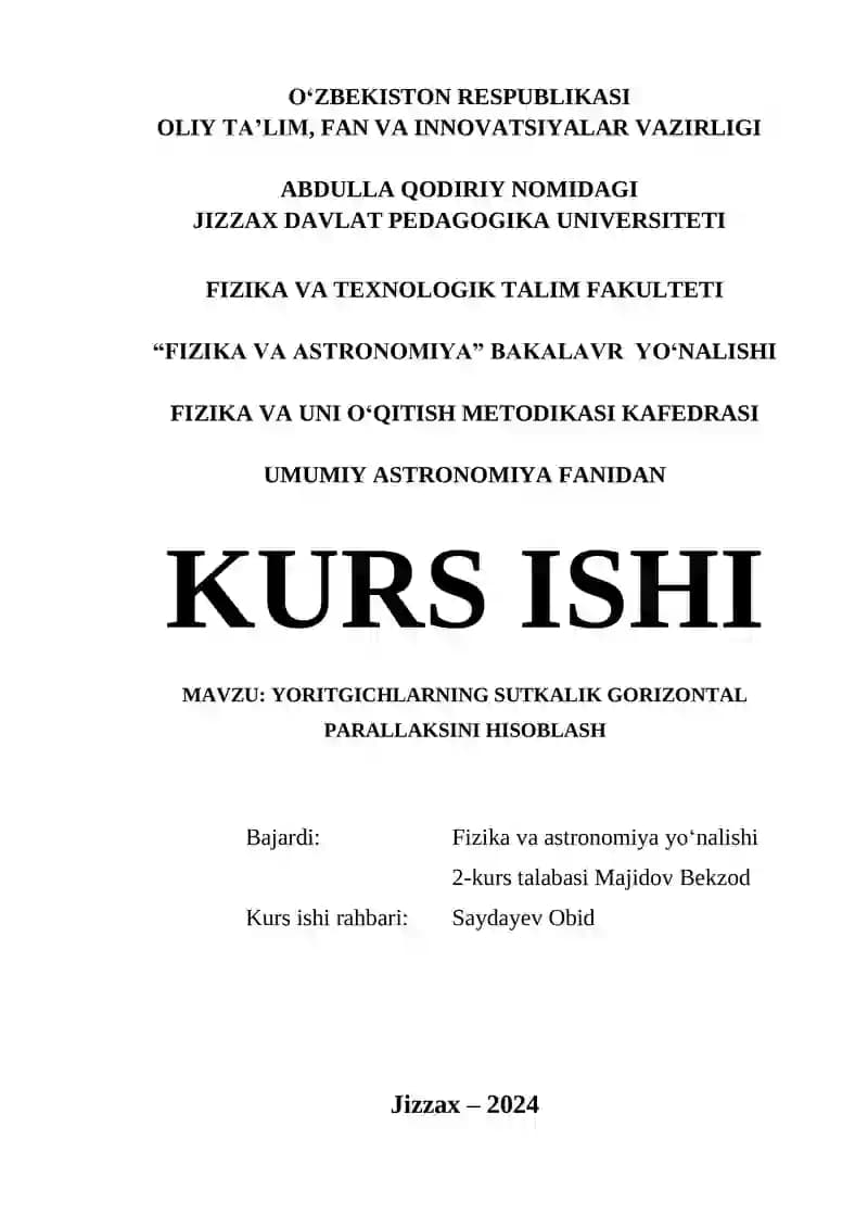 UMUMIY ASTRONOMIYA FANIDAN