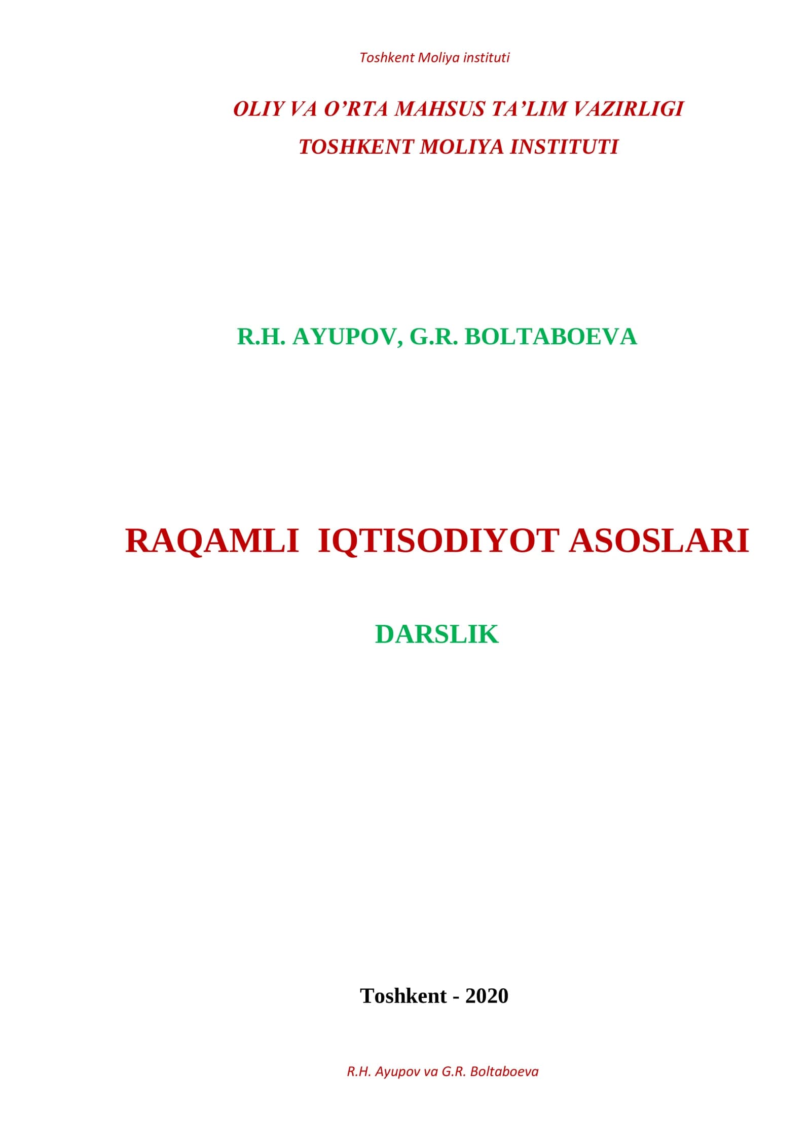RAQAMLI IQTISODIYOT ASOSLARI