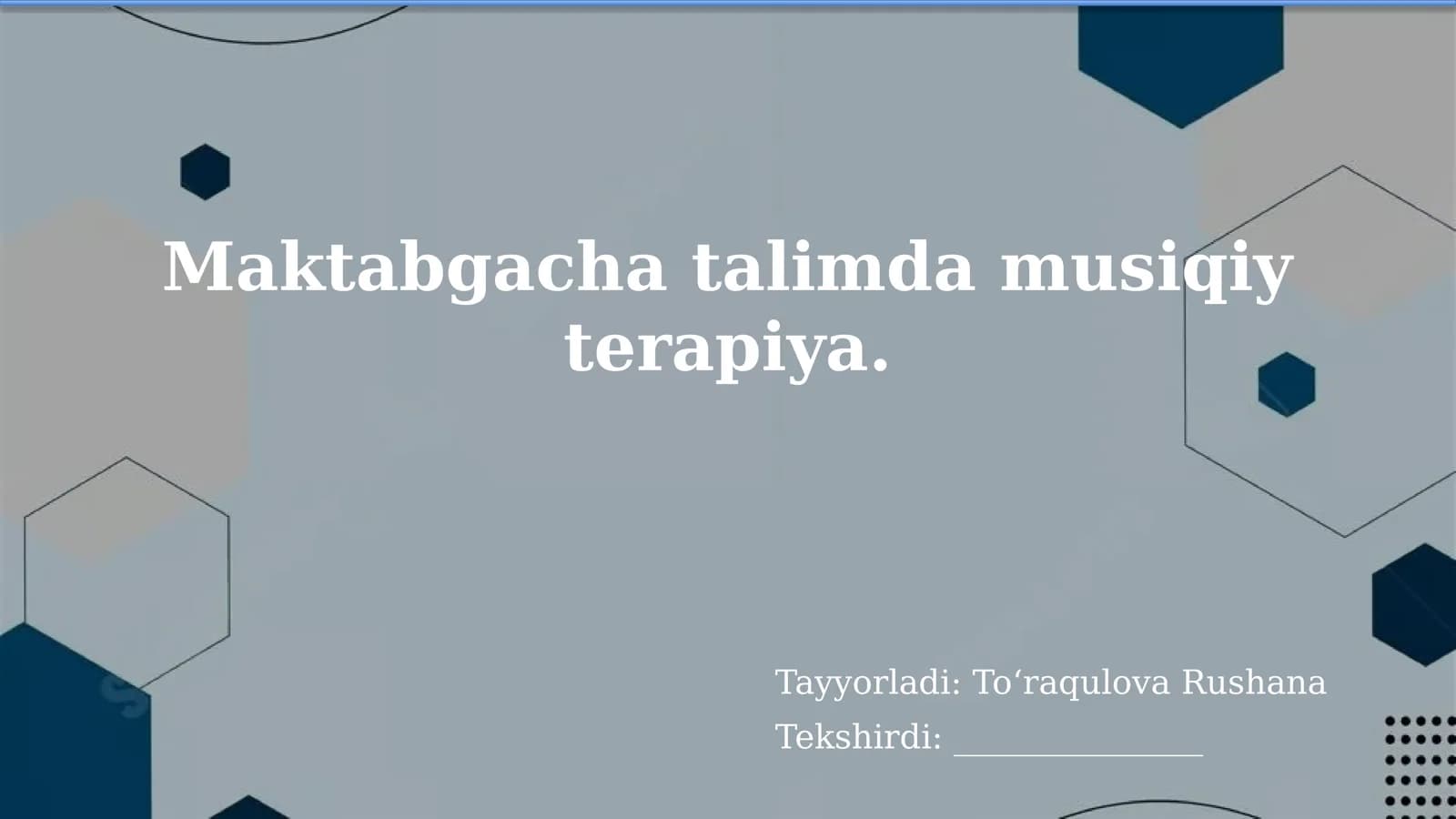 Maktabgacha talimda musiqiy terapiya