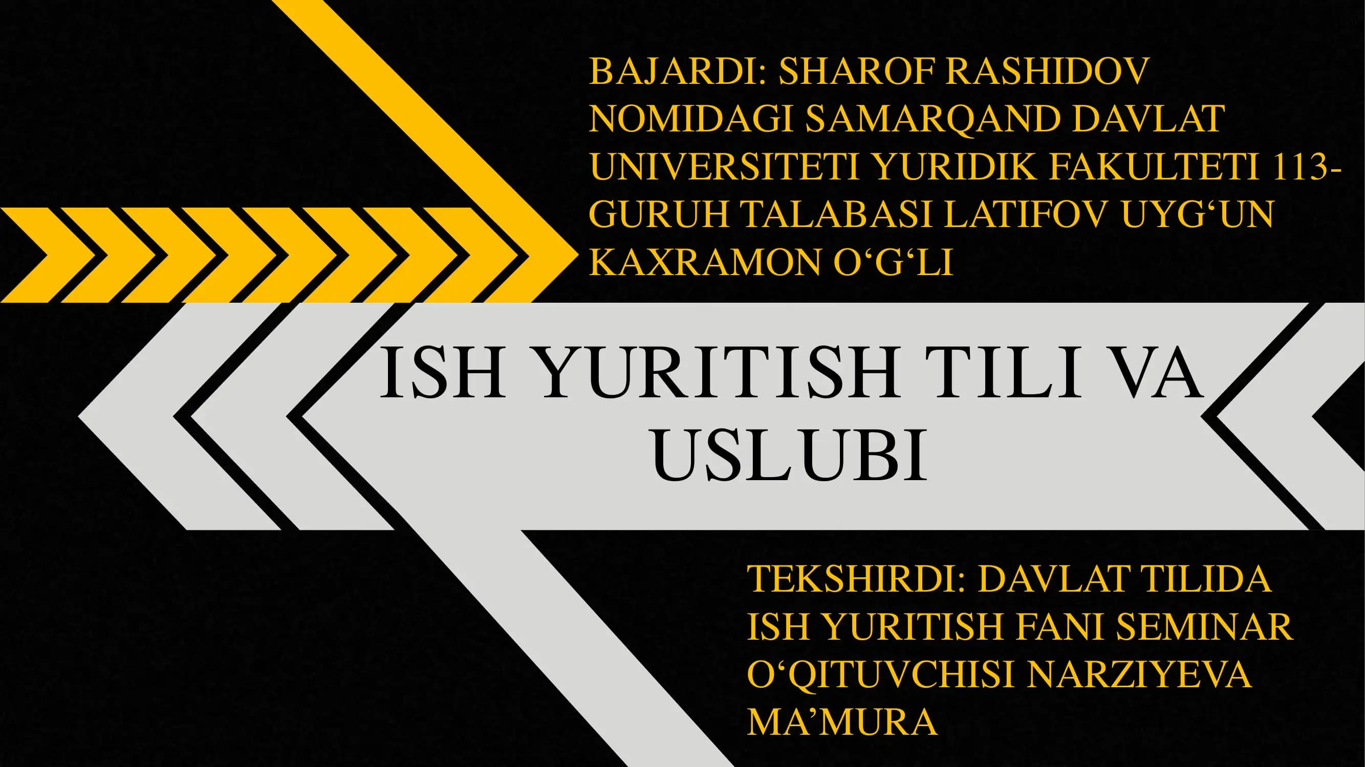 Ish yuritish tili va uslubi