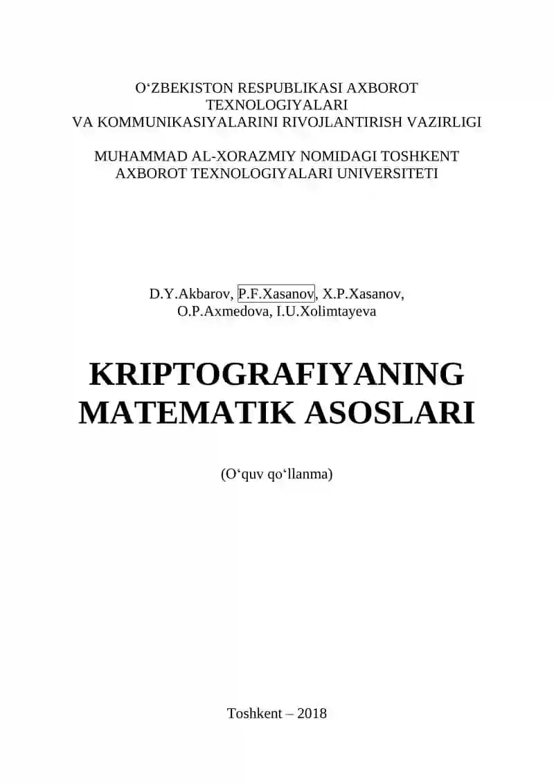KRIPTOGRAFIYANING MATEMATIK ASOSLARI