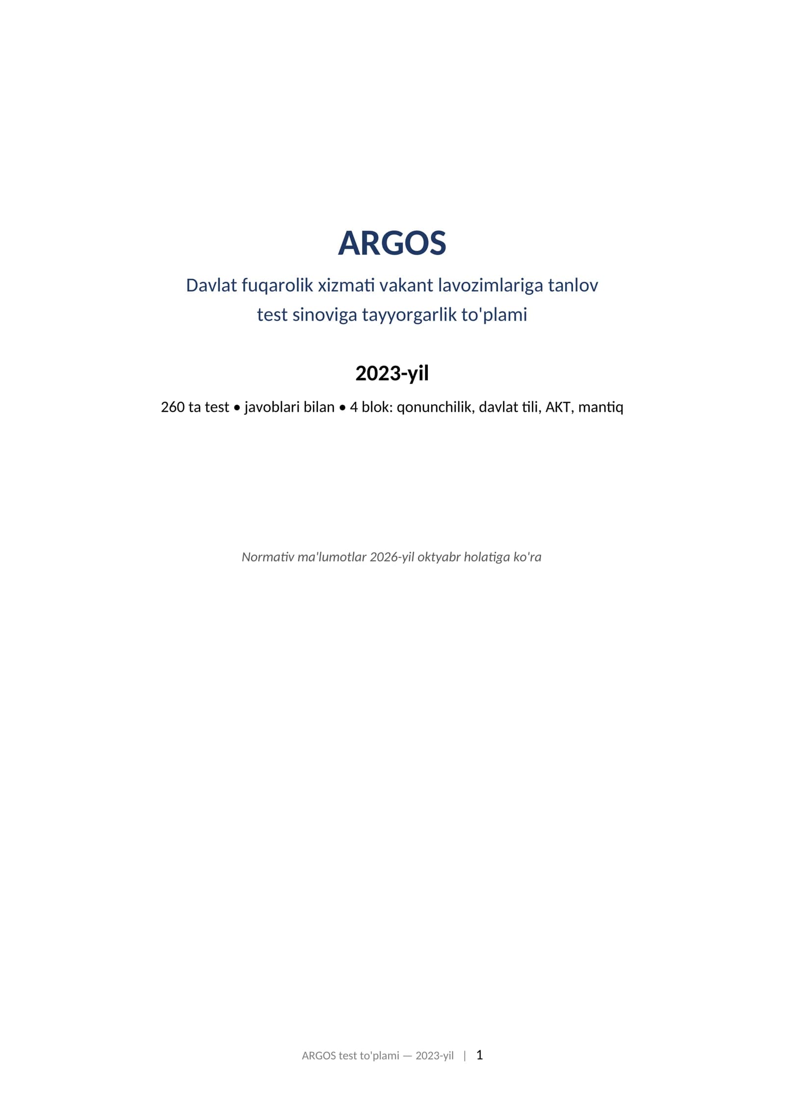 ARGOS test to'plami 2023