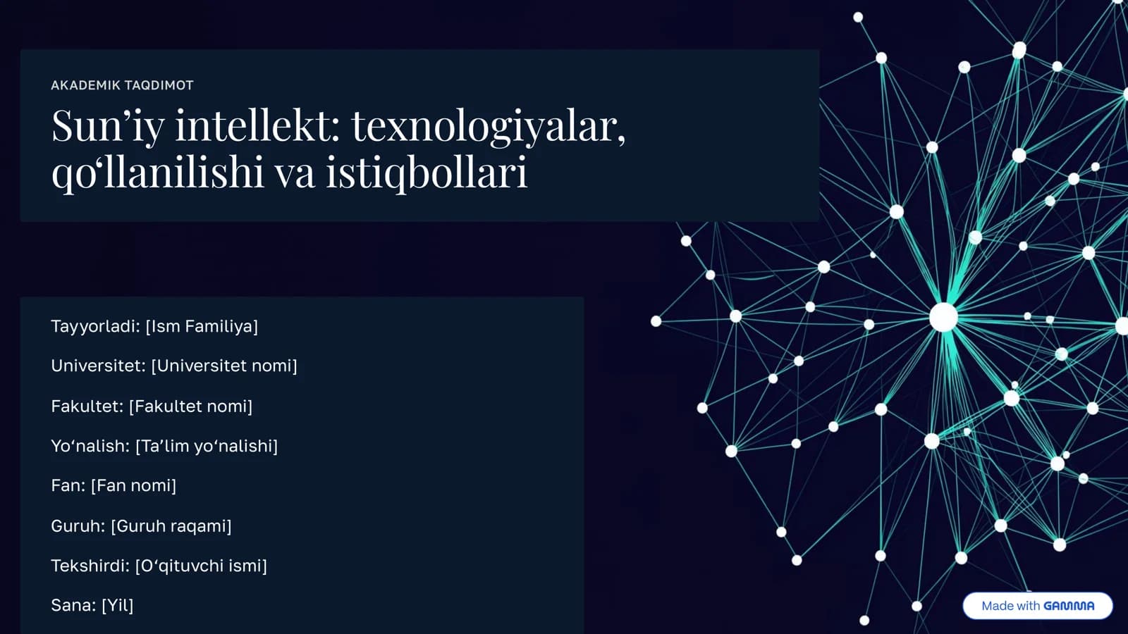 Sun’iy intellekt: texnologiyalar, qo‘llanilishi va istiqbollari | Tayyor prezentatsiya