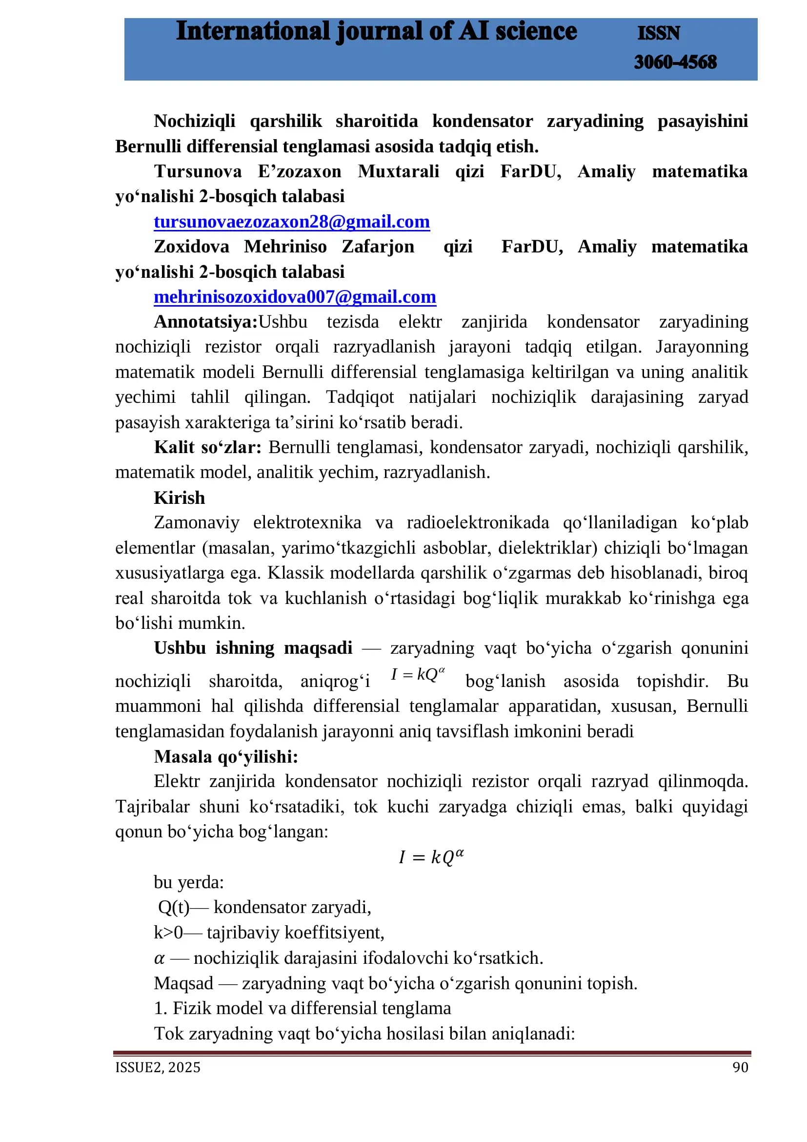 Bernulli differensial tenglamasi