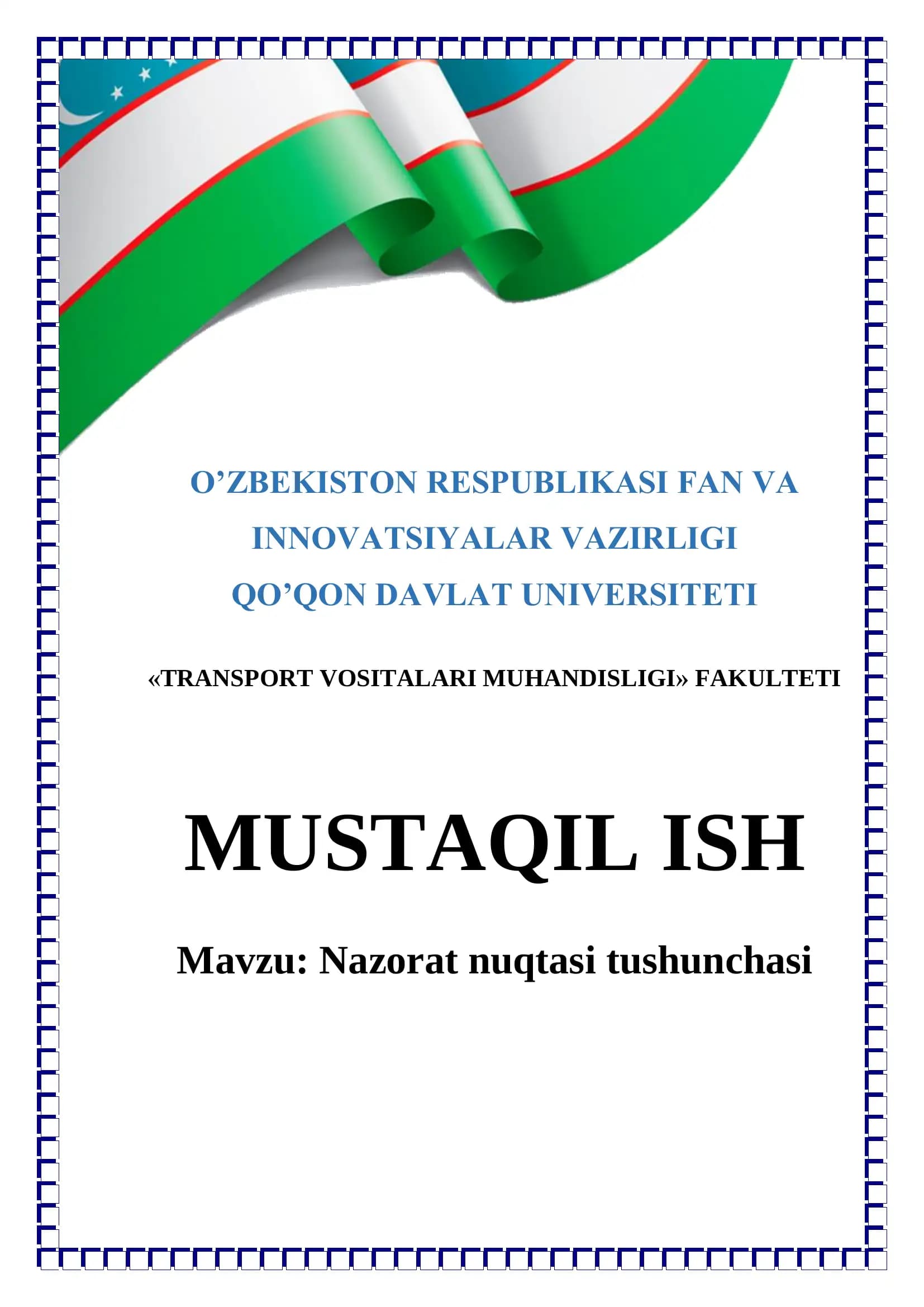 Nazorat nuqtasi tushunchasi