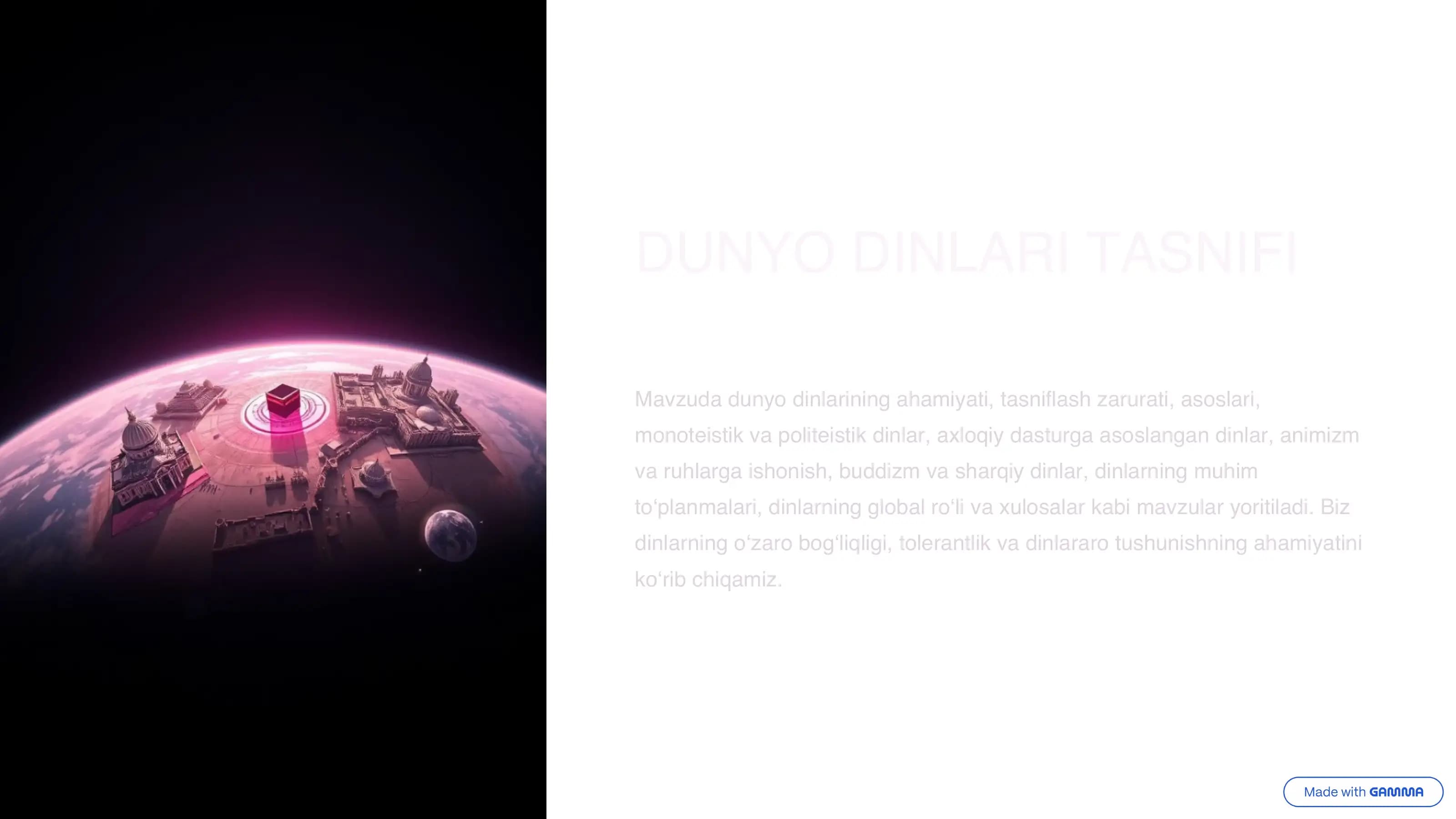 DUNYO DINLARI TASNIFI