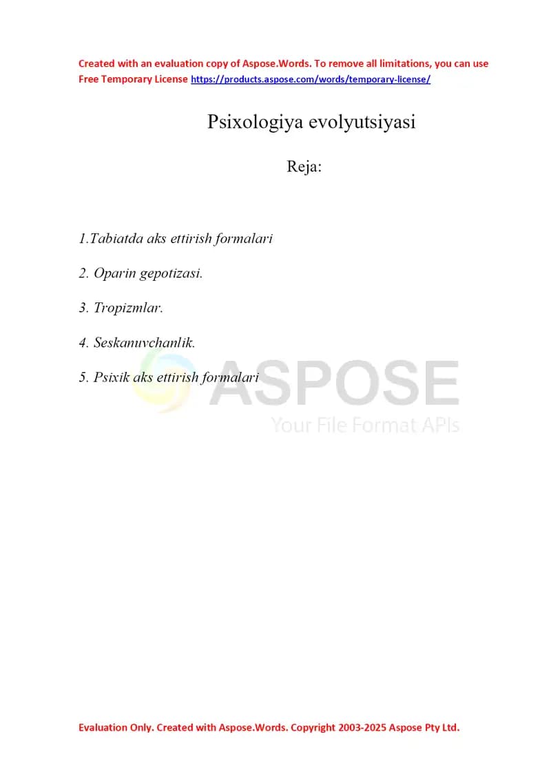 Psixologiya evalutsiyasi.
