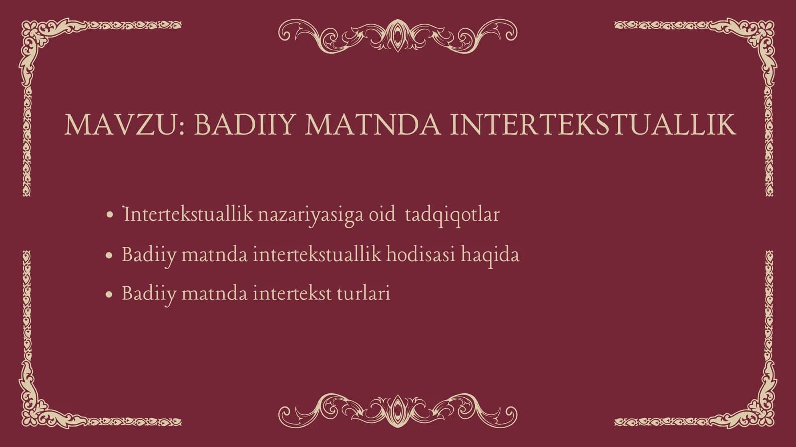 BADIIY MATNDA INTERTEKSTUALLIK