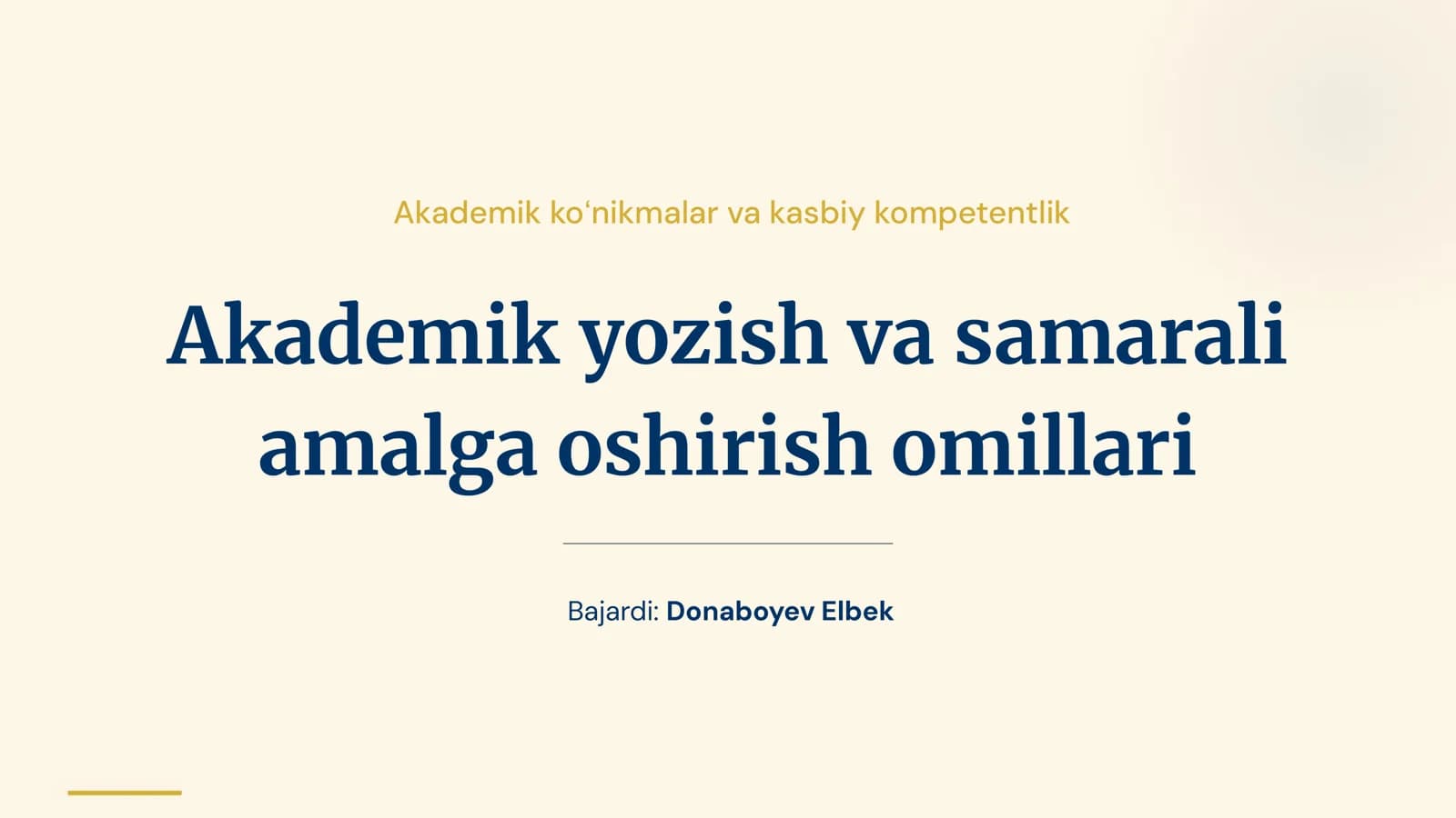 Akademik koʻnikmalar va kasbiy kompetentlik