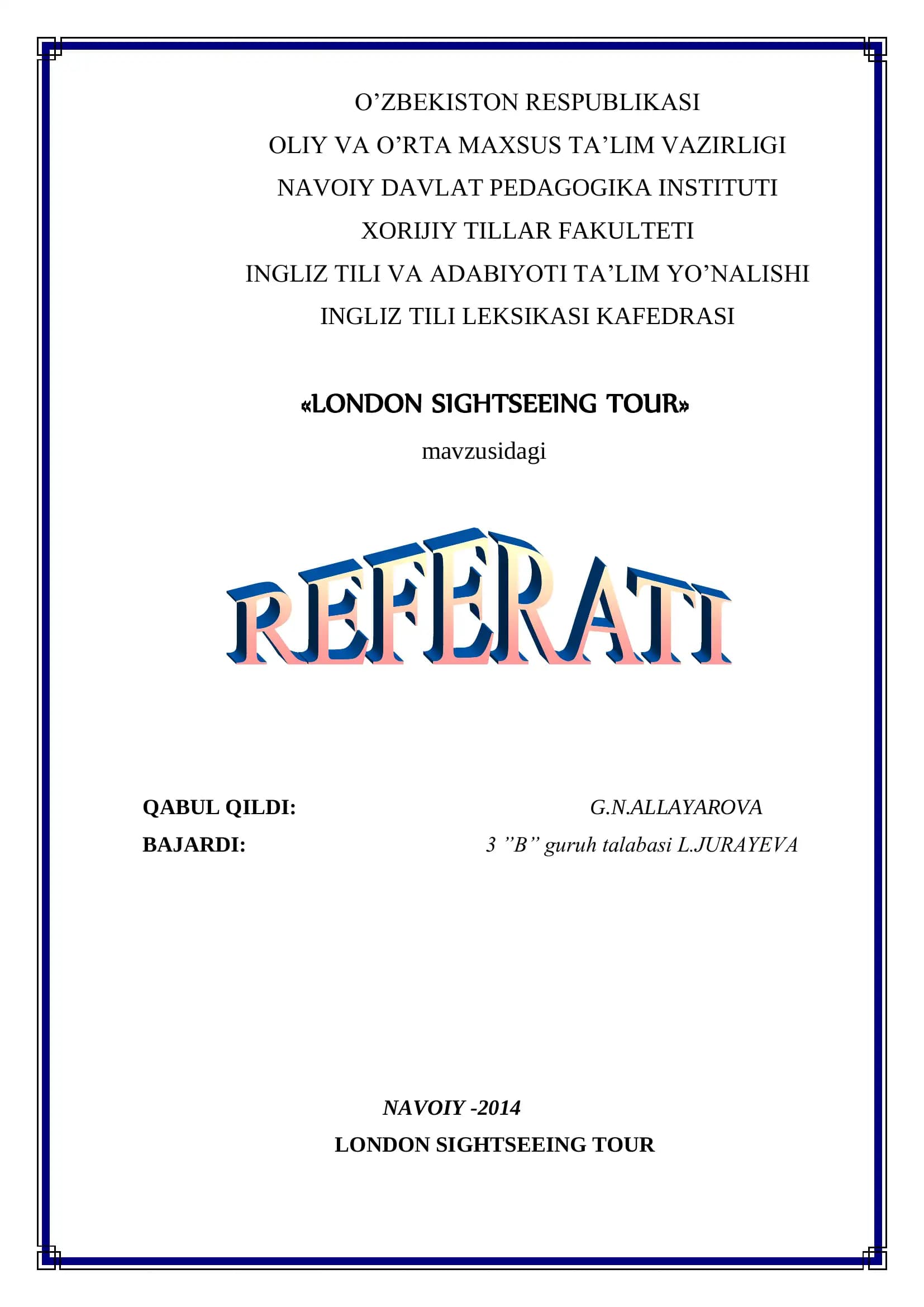 London Sightseeing Tour