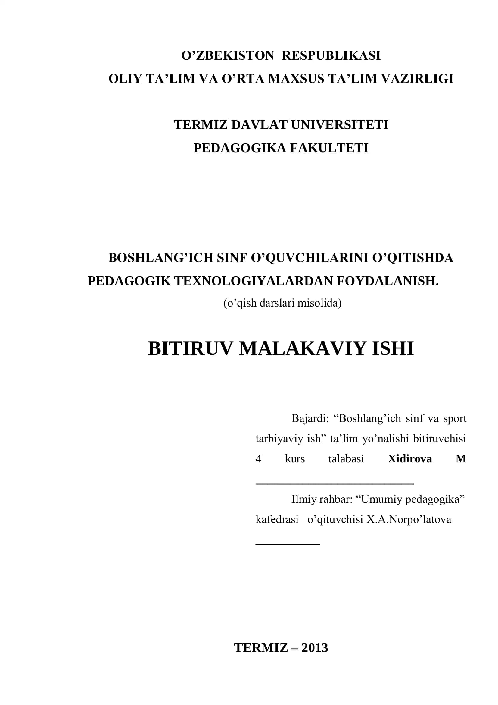 Pedagogik Texnologiyalar