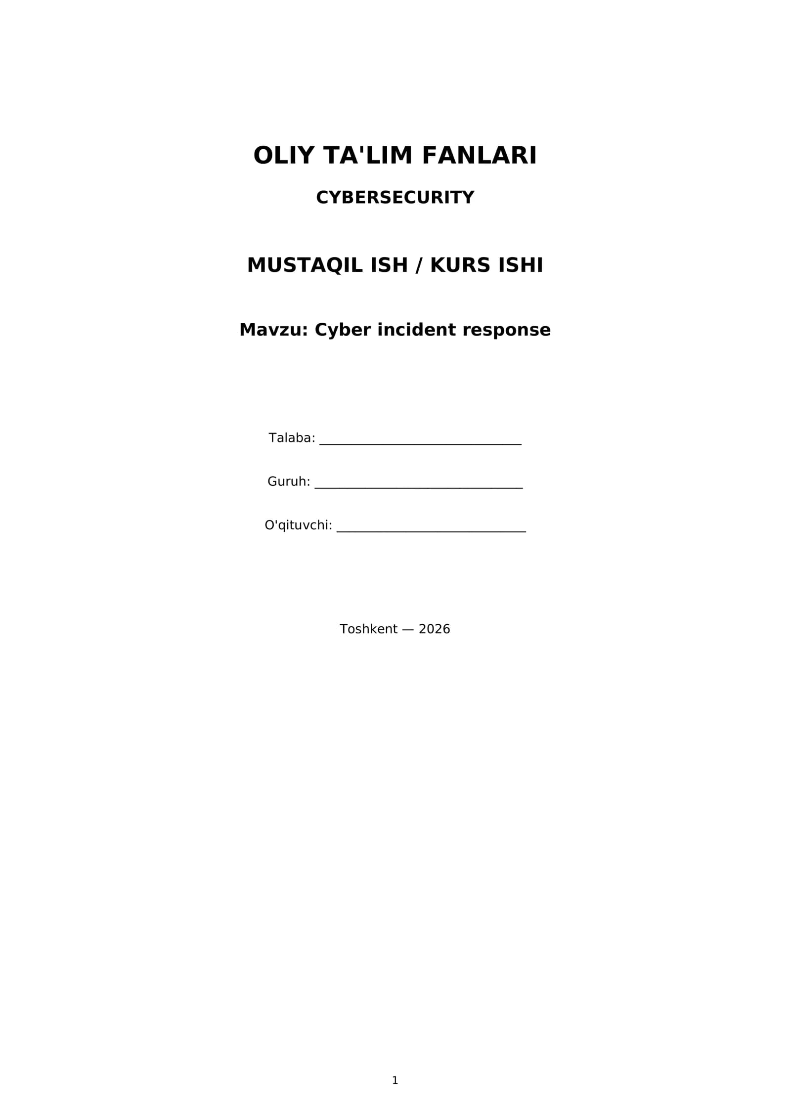 Cyber incident response
