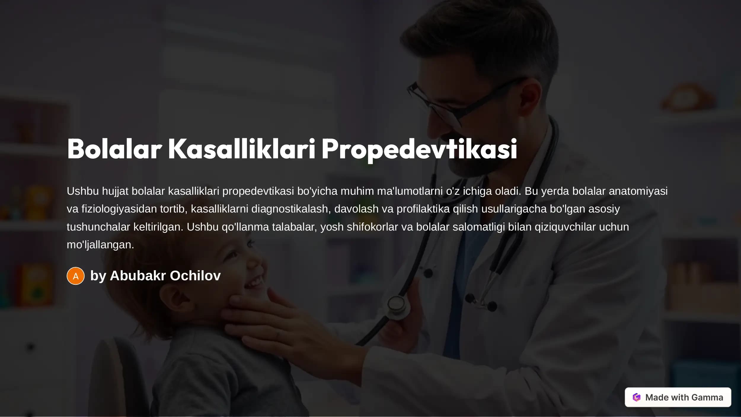 Bolalar Kasalliklari Propedevtikasi