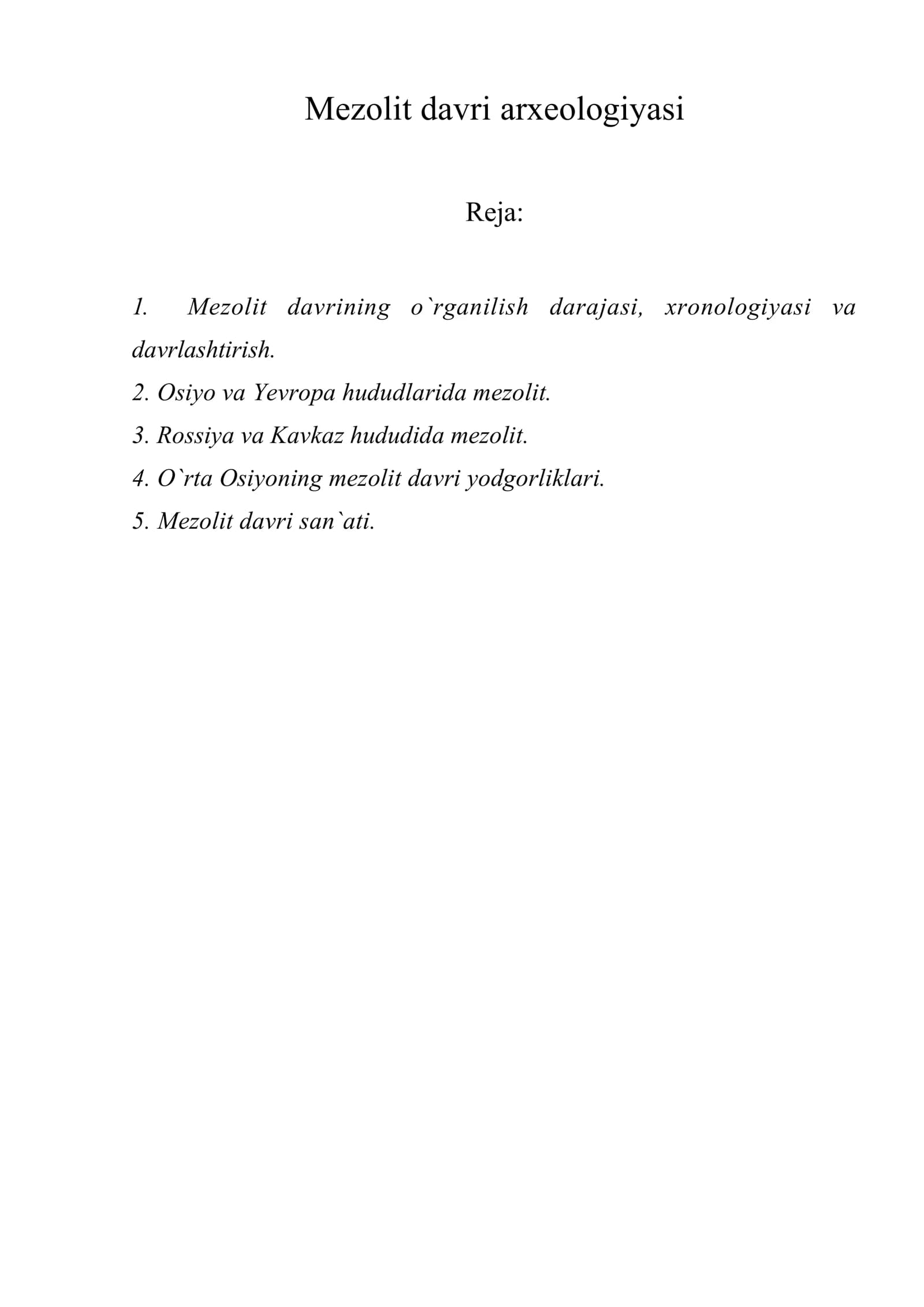 Mezolit davri arxeologiyasi