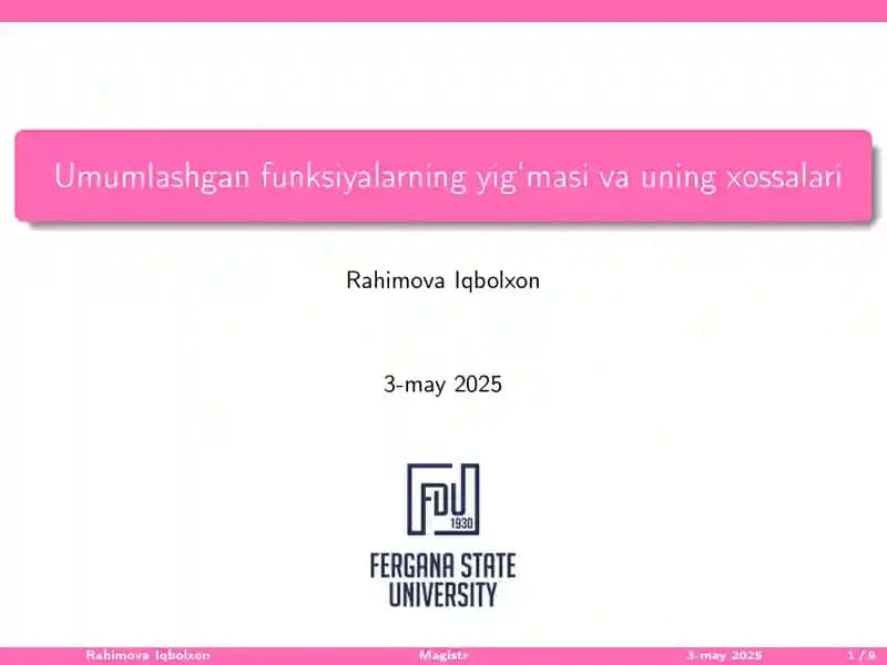Umumlashgan funksiyalarning yig'masi va o'ramasi