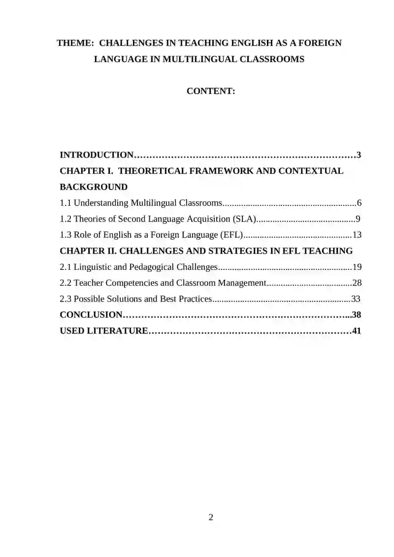 Challenges in Teaching English as a Foreign Language in Multilingual Classrooms