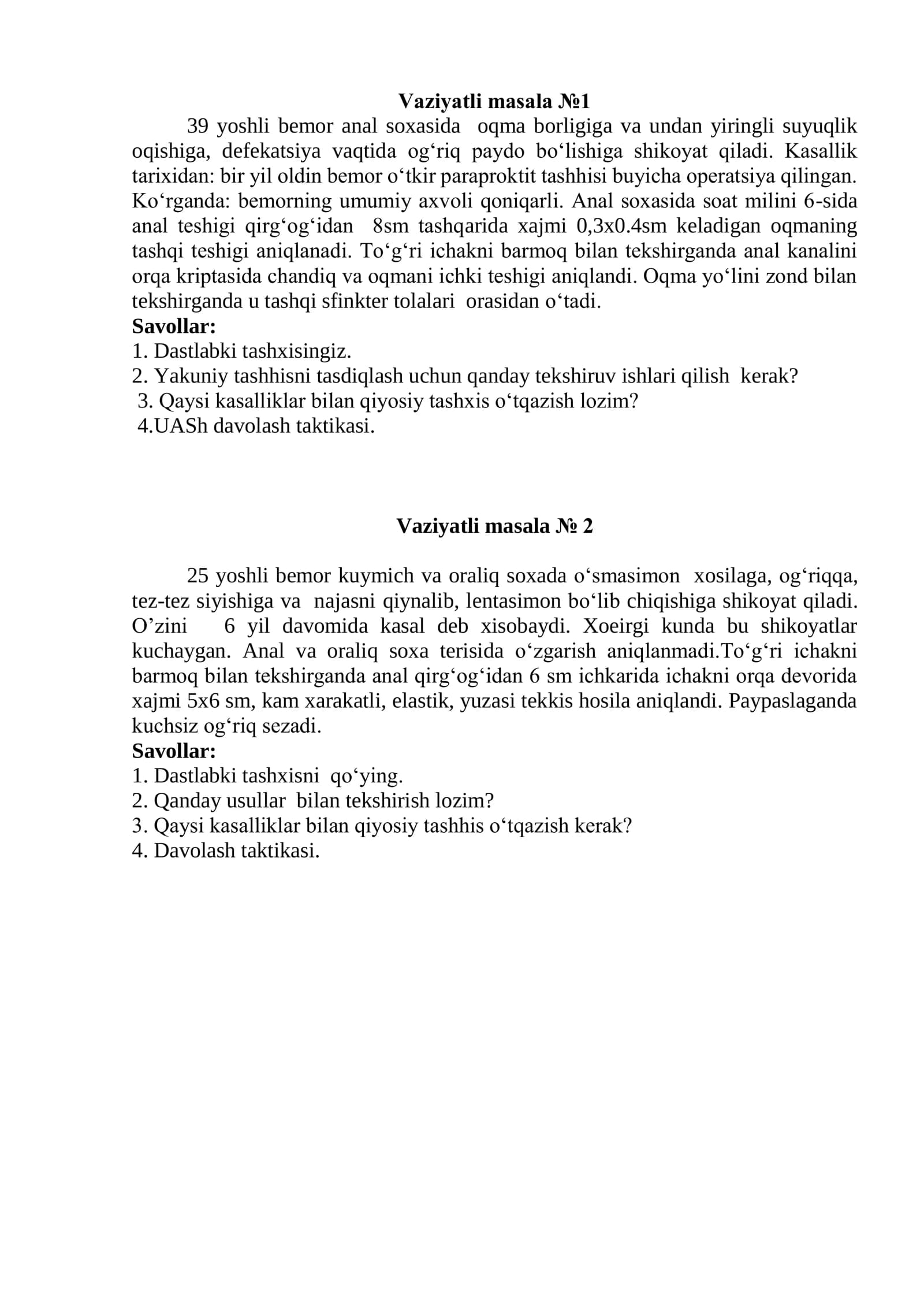 Vaziyatli masala №1