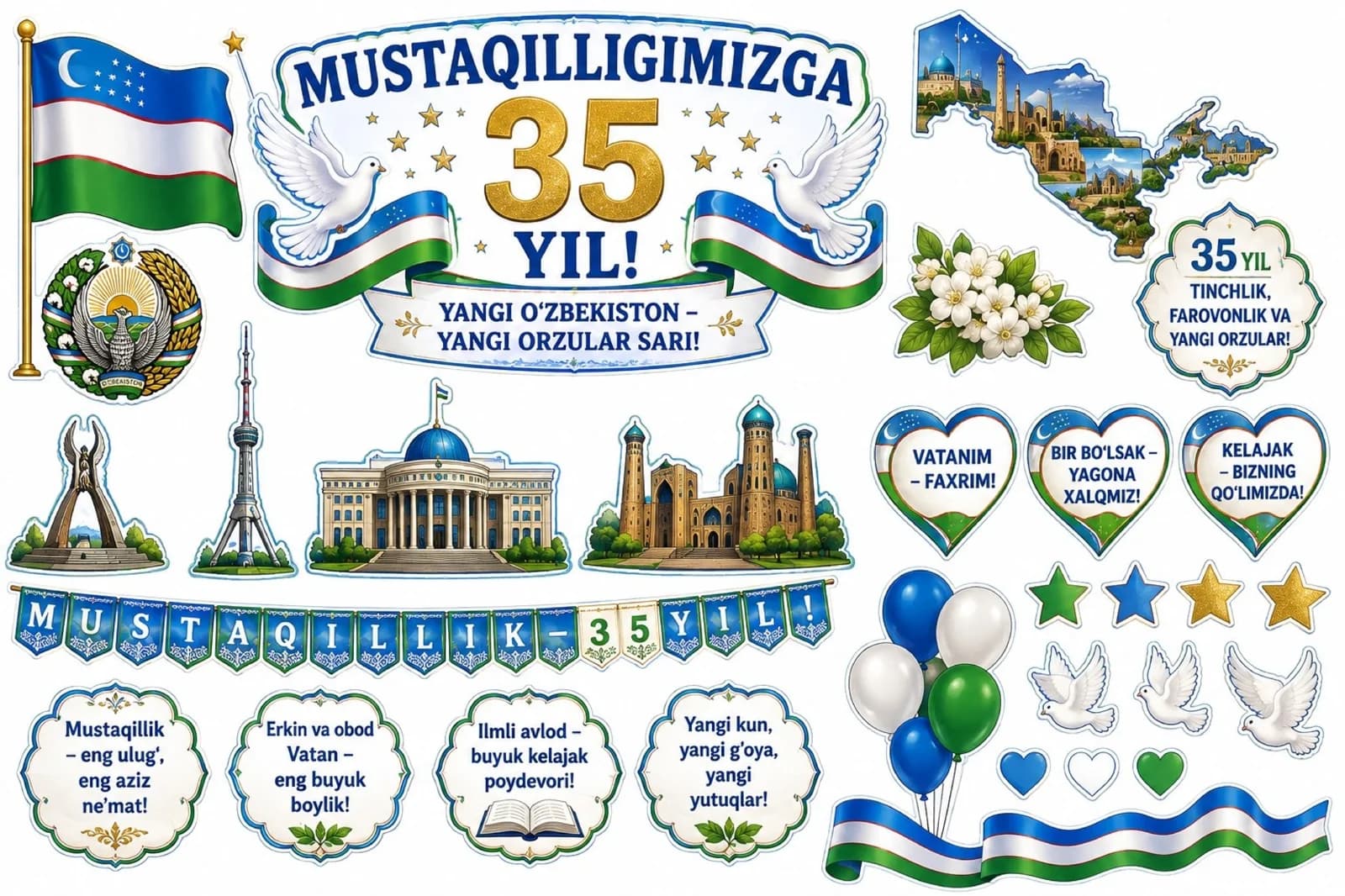 Mustaqillik kuni uchun koʻrgazmalar va tarqatma materiallari