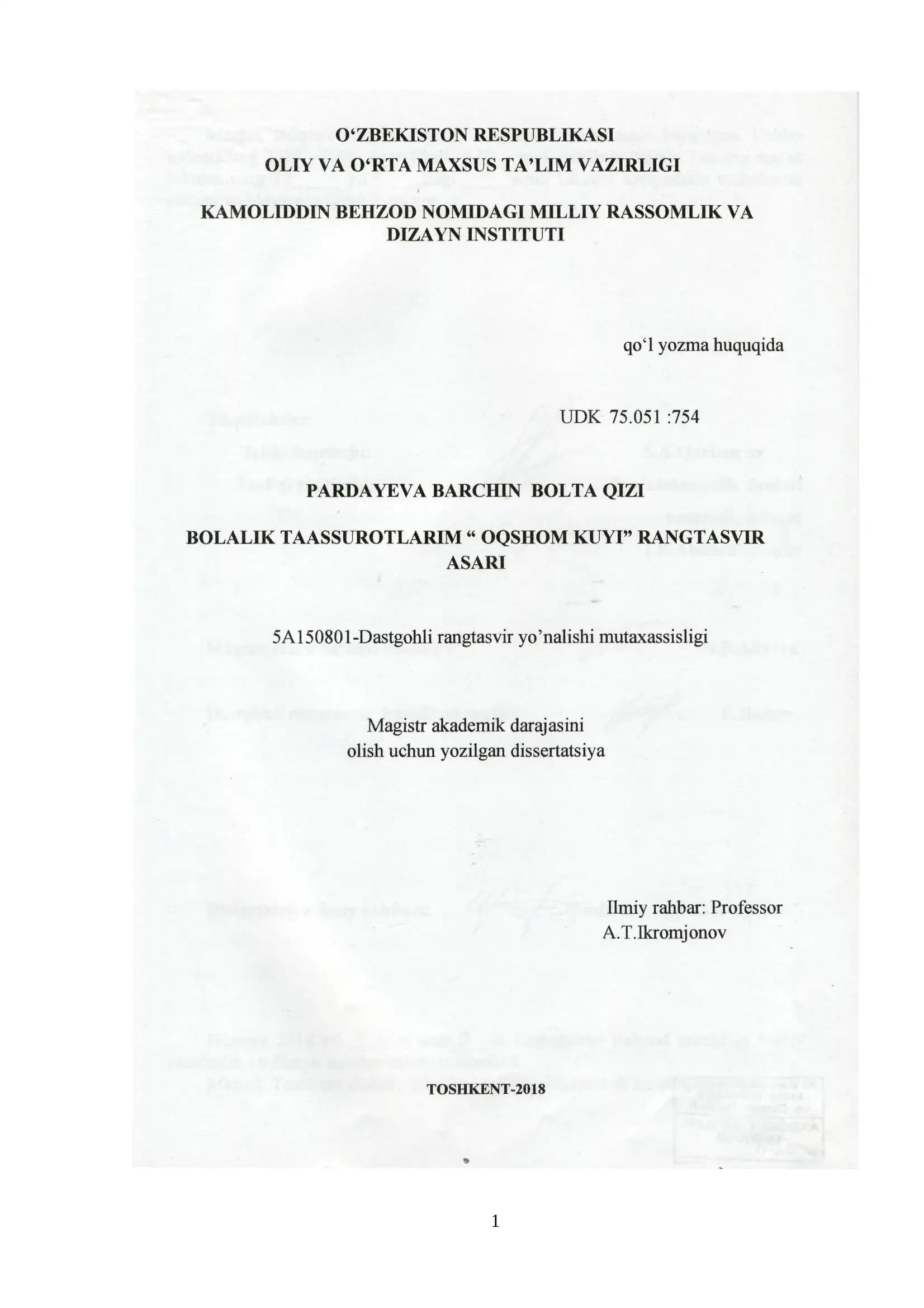Magistrlik dissertatsiyasi mavzusining asoslanishi va uning dolzarbligi