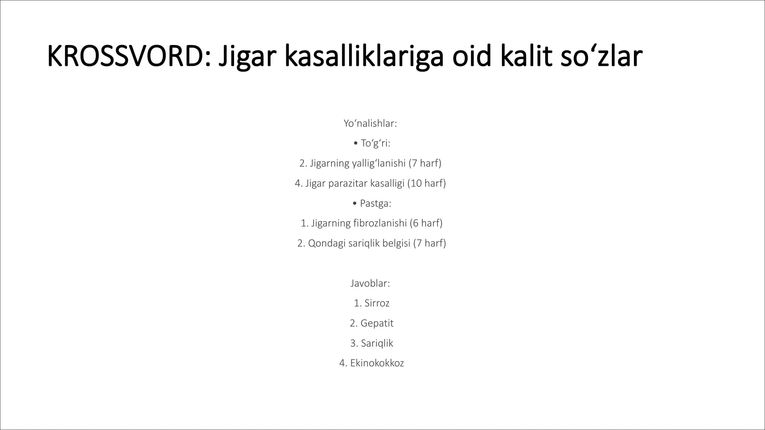 Jigar kasalliklari