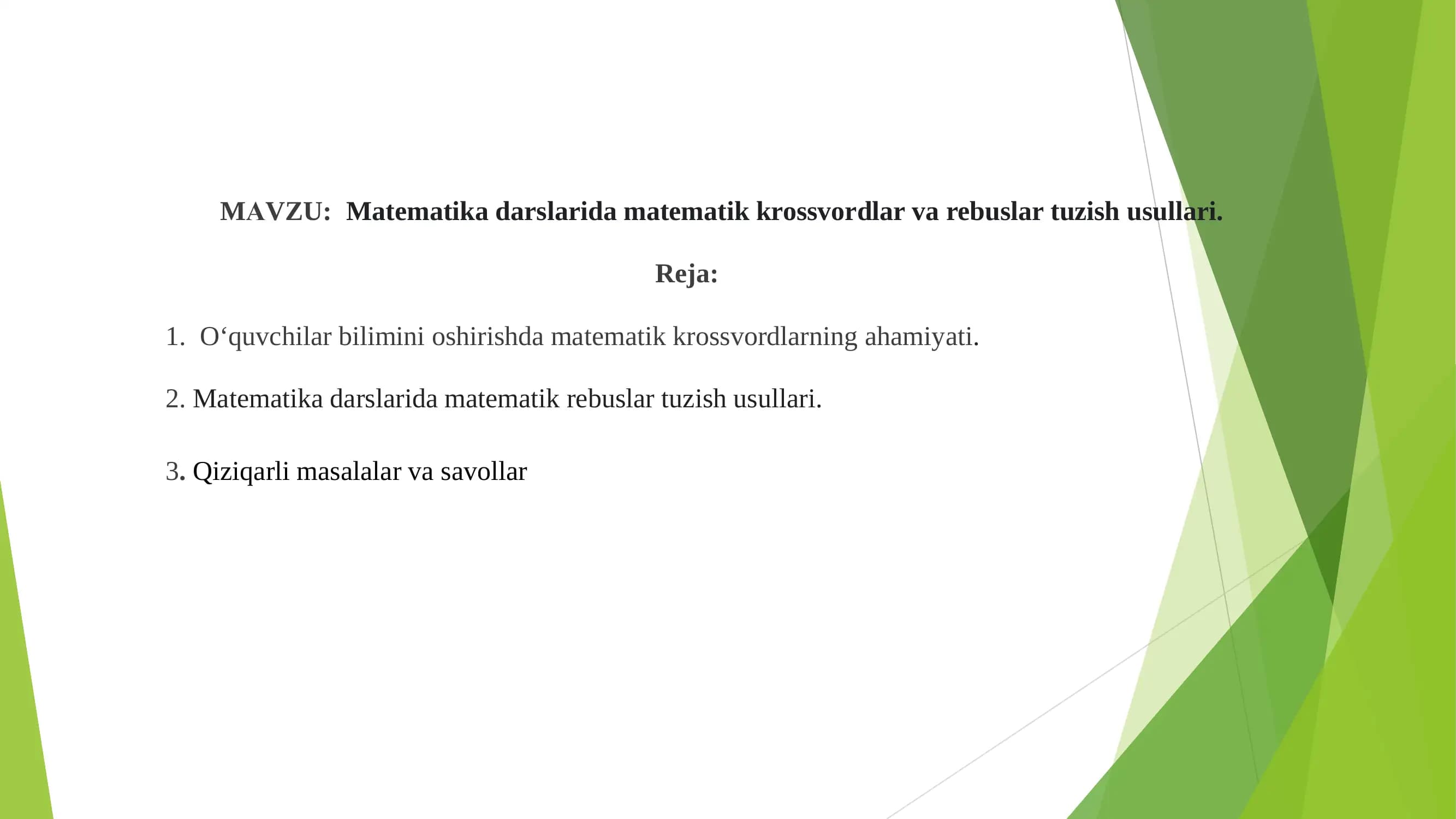 Matematik Krossvordlar va Rebuslar
