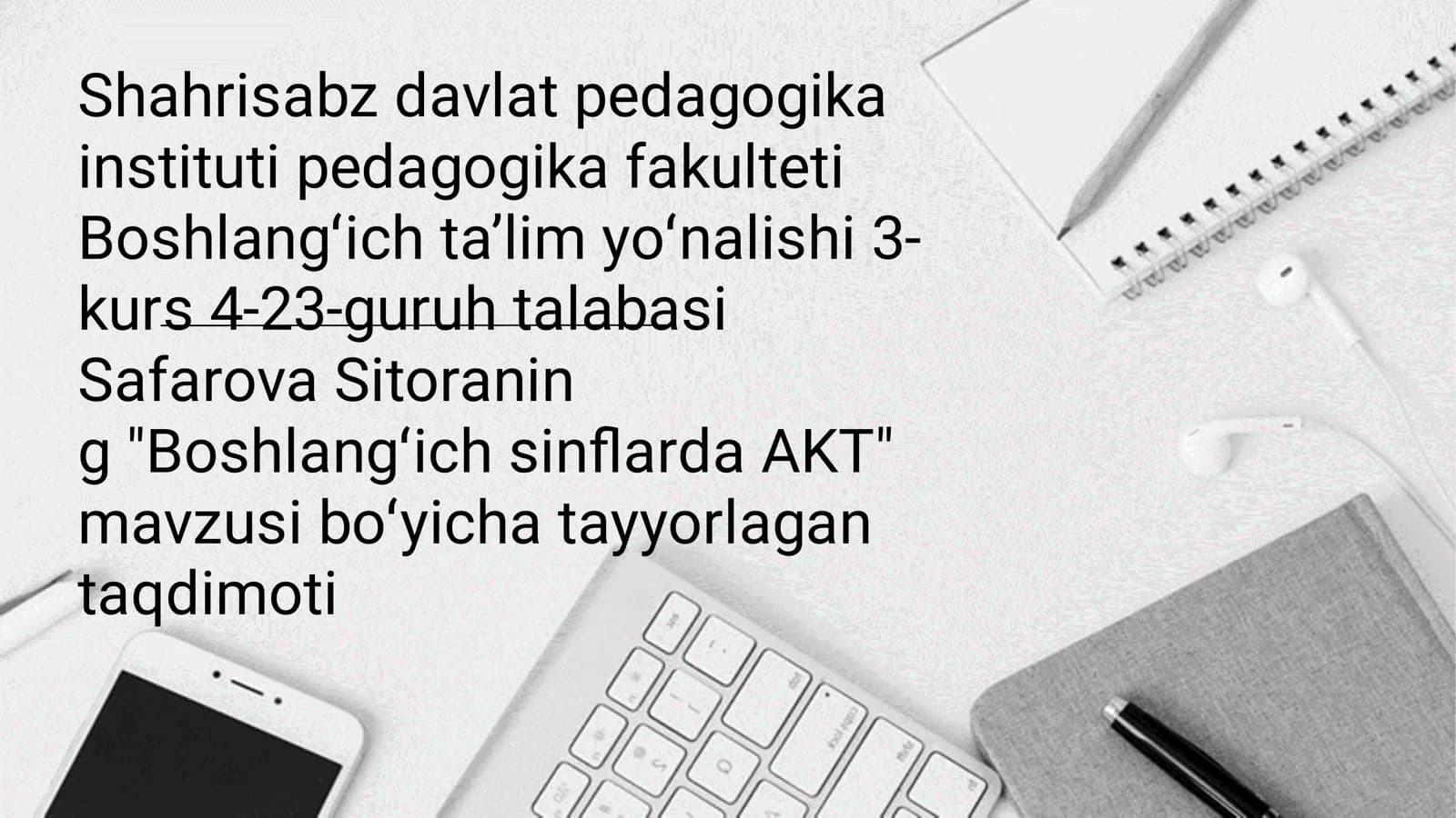 Boshlangʻich sinﬂarda AKT