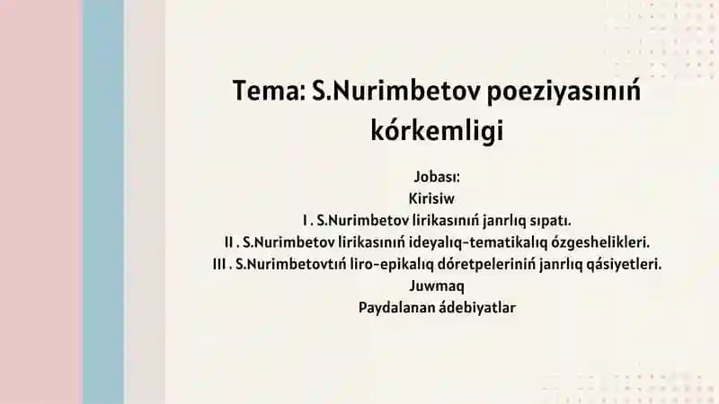 S.Nurimbetov poeziyasınıń kórkemligi