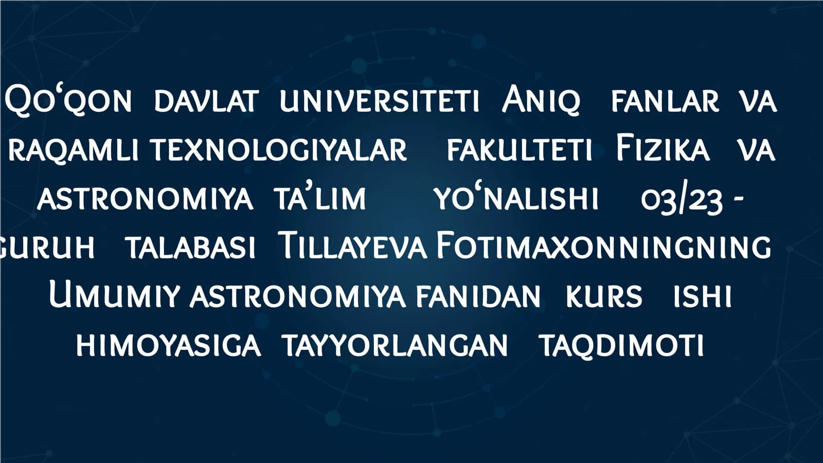 Umumiy astronomiya fanidan slayd