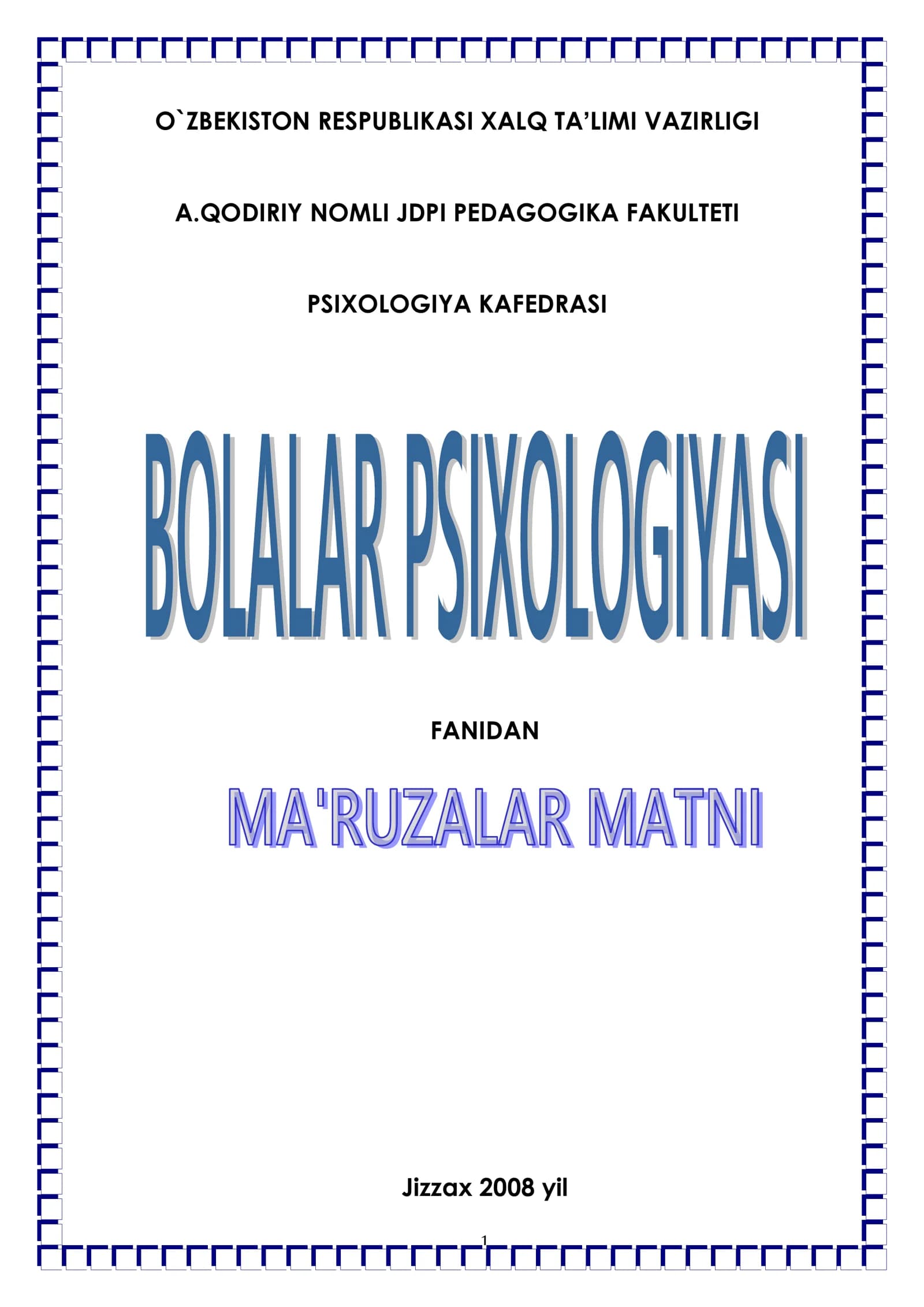 Bolalar psixologiyasi